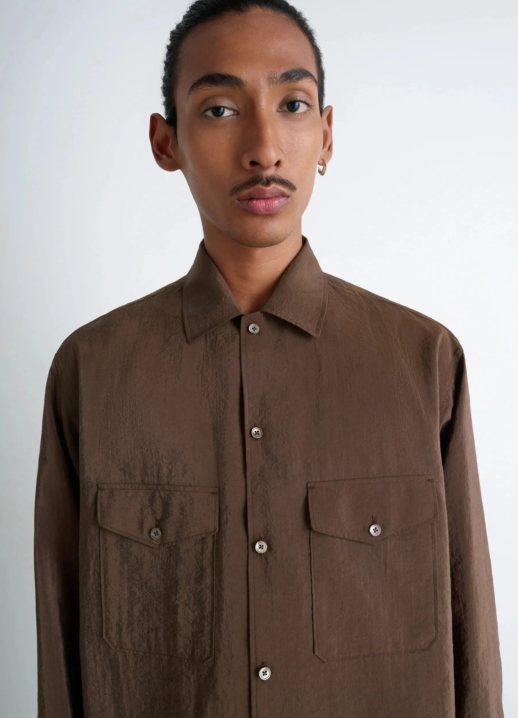 CONVERTIBLE COLLAR SHIRT IN DRY SILK sold by Lemaire product image thumbnail 3