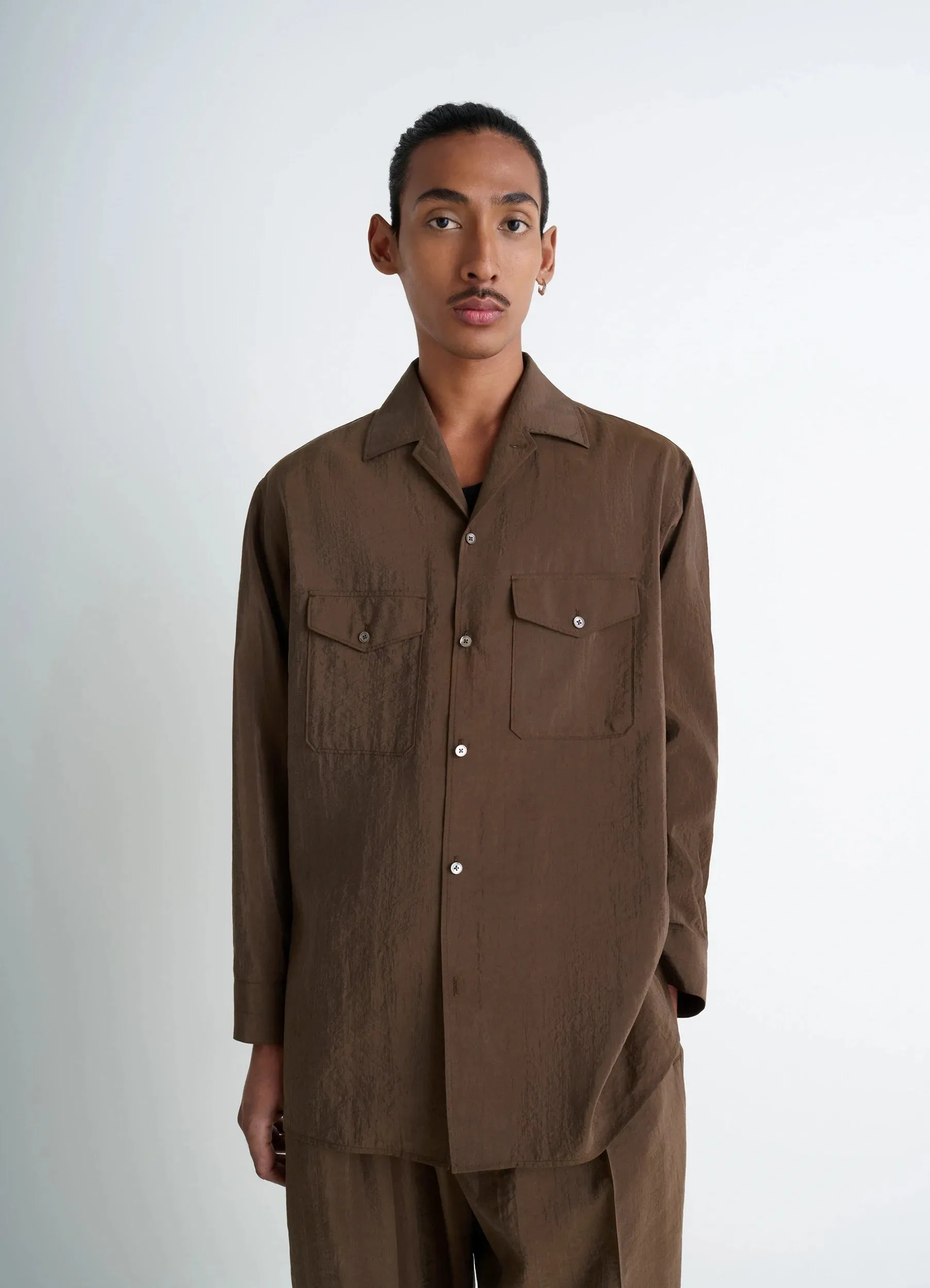 CONVERTIBLE COLLAR SHIRT IN DRY SILK sold by Lemaire