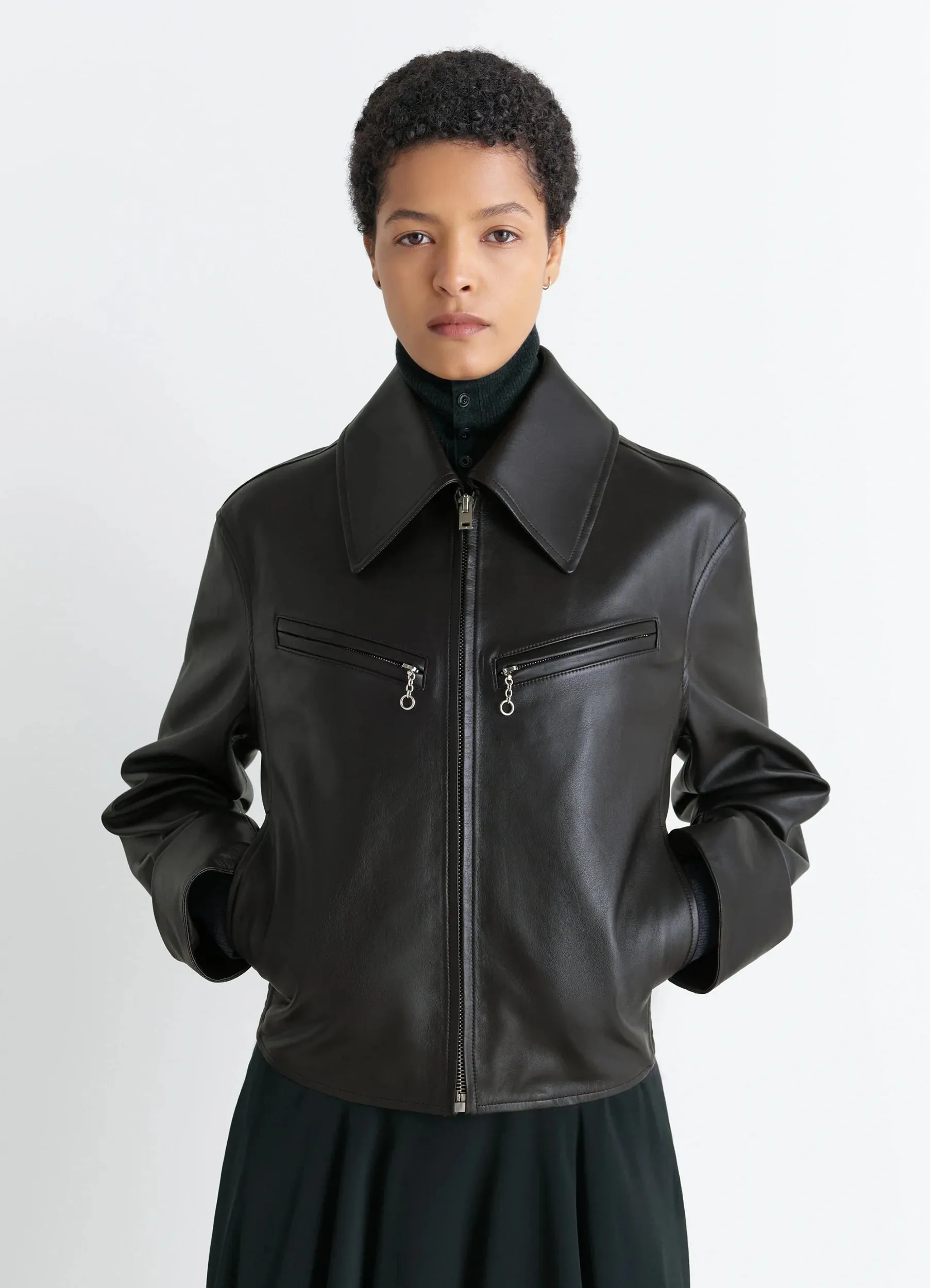 BOXY LEATHER BLOUSON sold by Lemaire