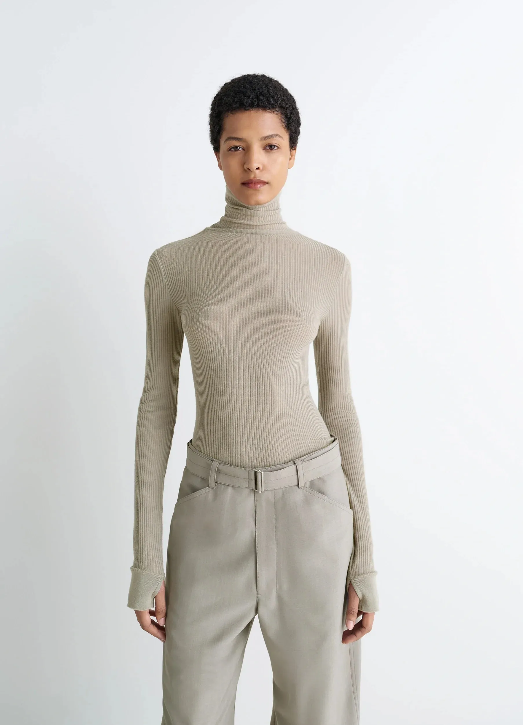 SEAMLESS SHORT SLEEVES HIGH NECK TOP sold by Lemaire