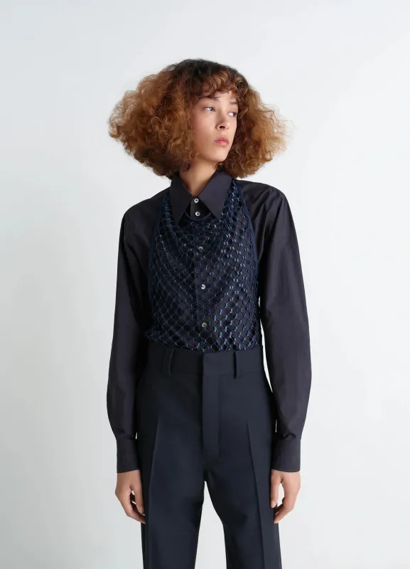 FISHNET HALTER TOP IN LACE VEIL made by Lemaire