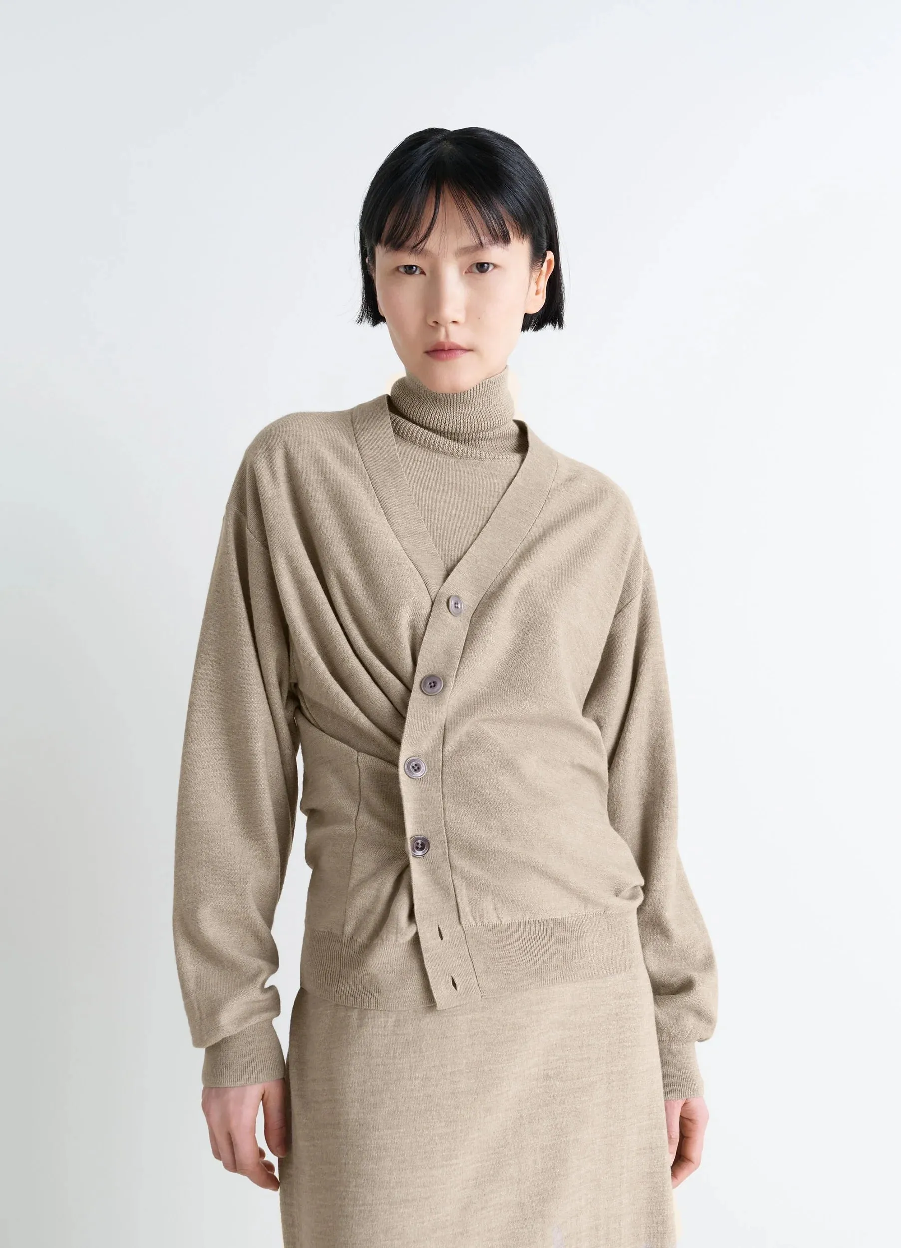 RELAXED TWISTED CARDIGAN IN MERINO BLEND sold by Lemaire product image thumbnail 2