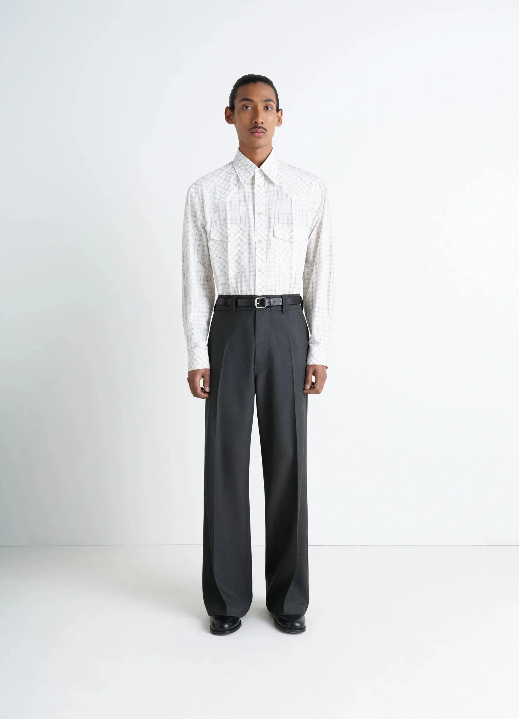 STRAIGHT TAILORED PANTS IN POLYWOOL sold by Lemaire
