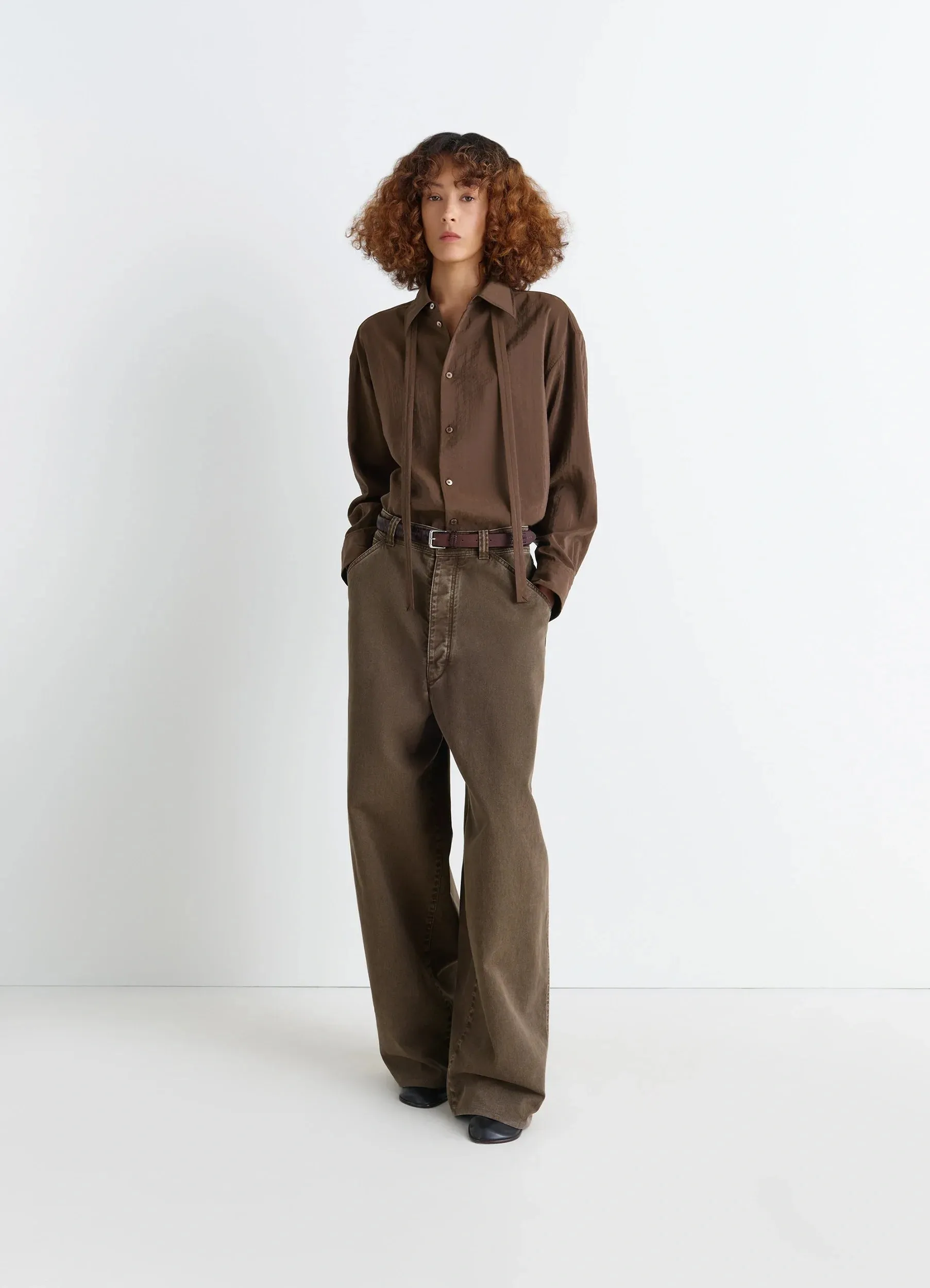 LONG SHIRT WITH TIE IN DRY SILK sold by Lemaire product image thumbnail 2