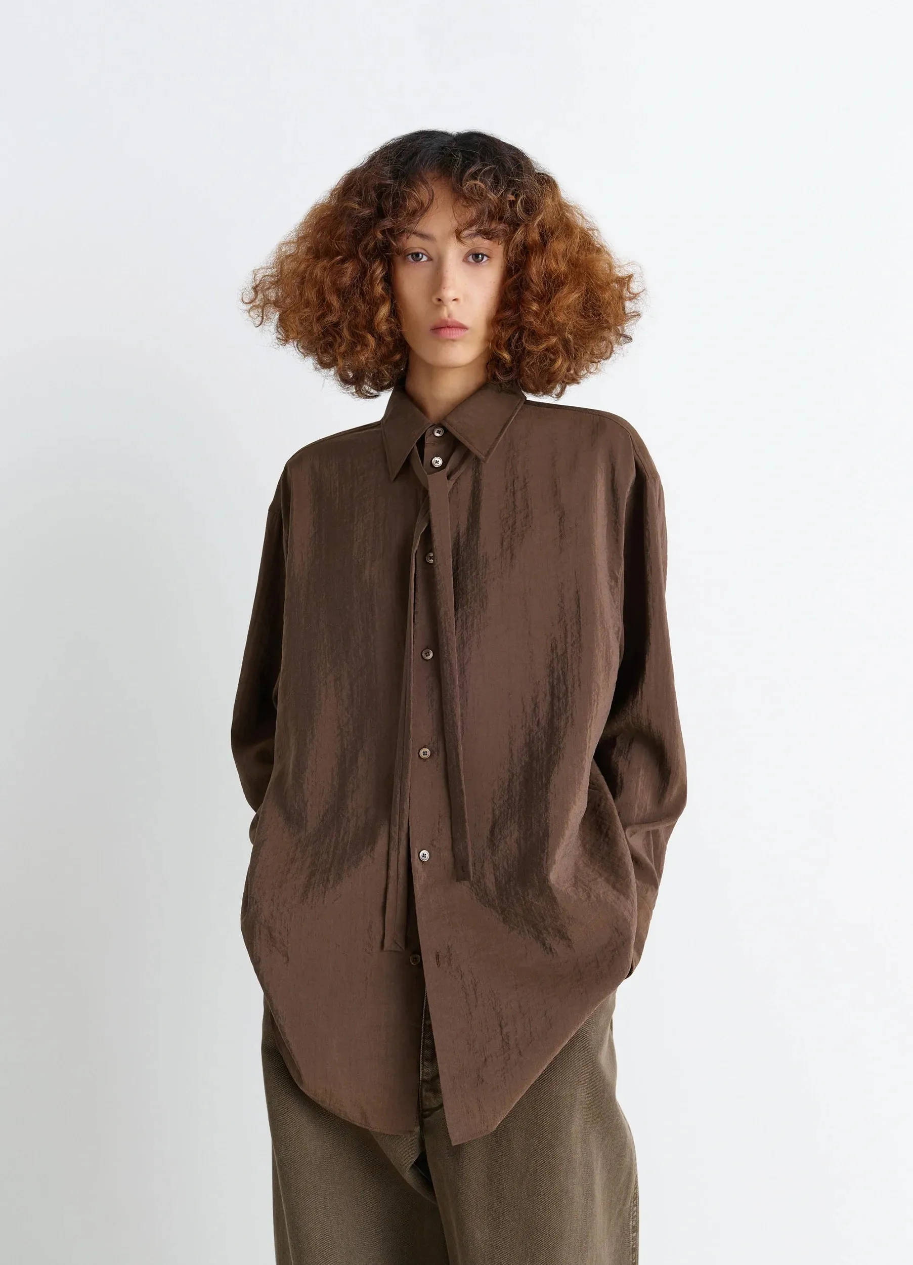 LONG SHIRT WITH TIE IN DRY SILK sold by Lemaire