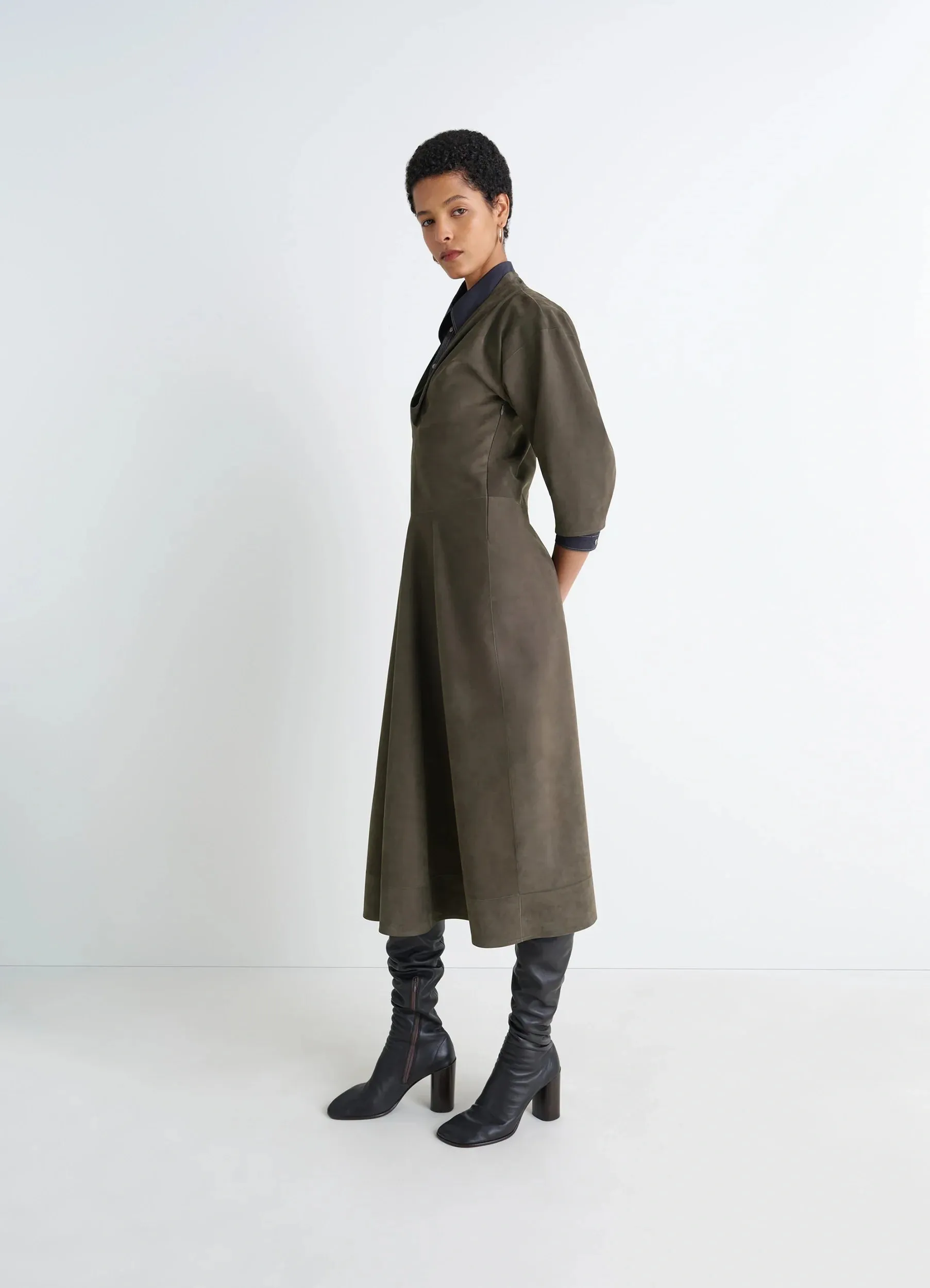 LEATHER V-NECK DRESS sold by Lemaire