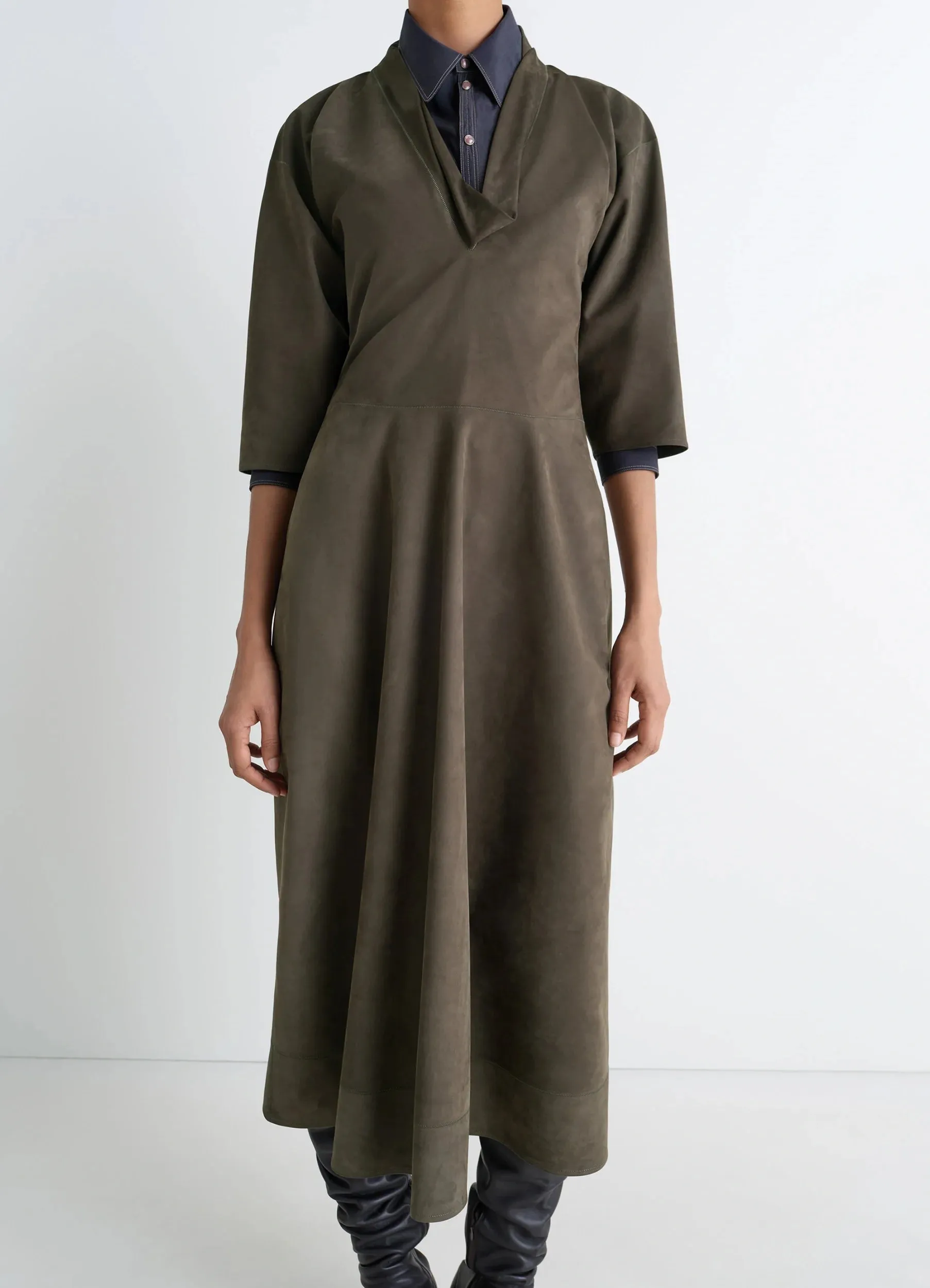LEATHER V-NECK DRESS sold by Lemaire product image thumbnail 2