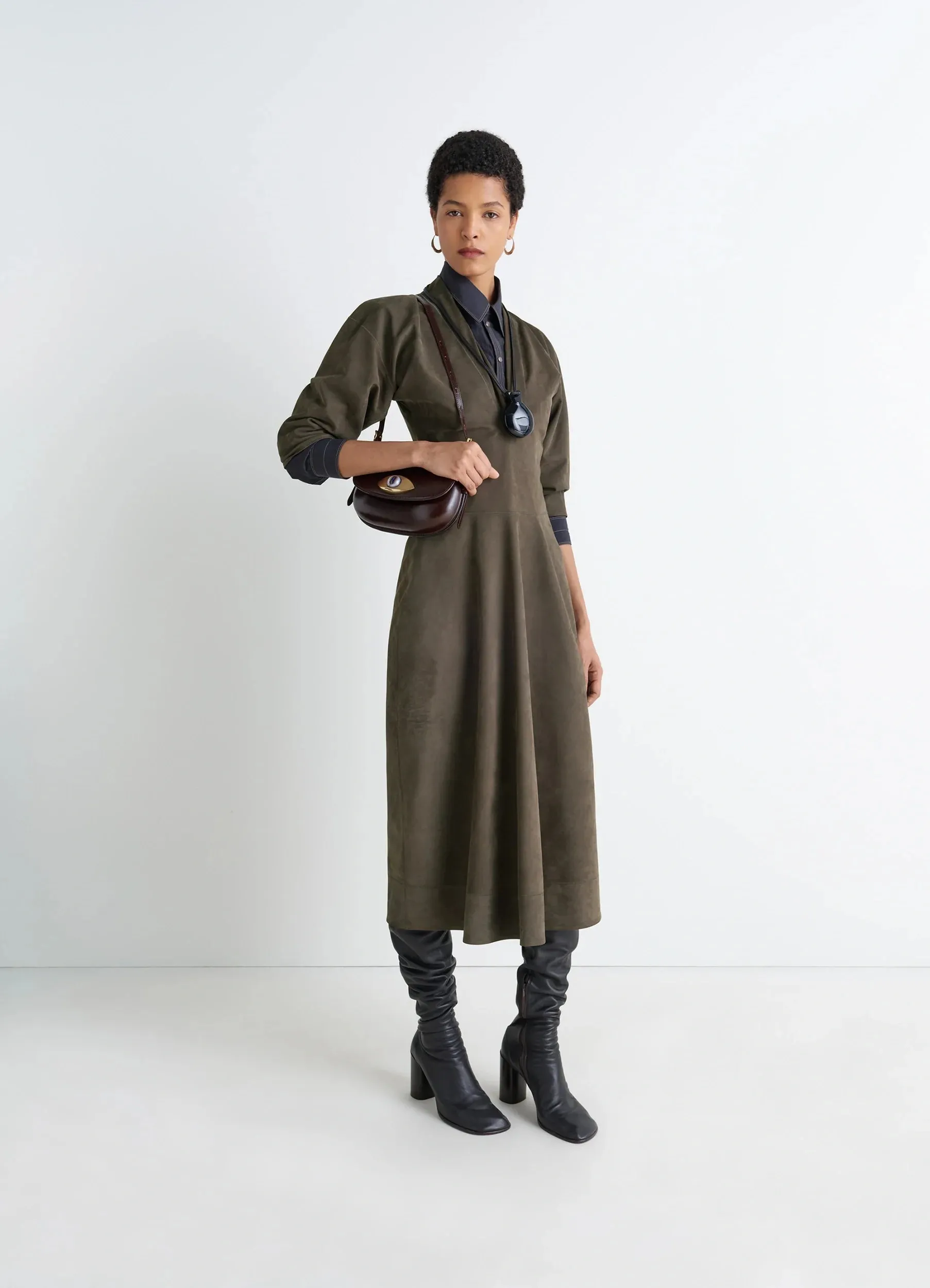LEATHER V-NECK DRESS sold by Lemaire product image thumbnail 3