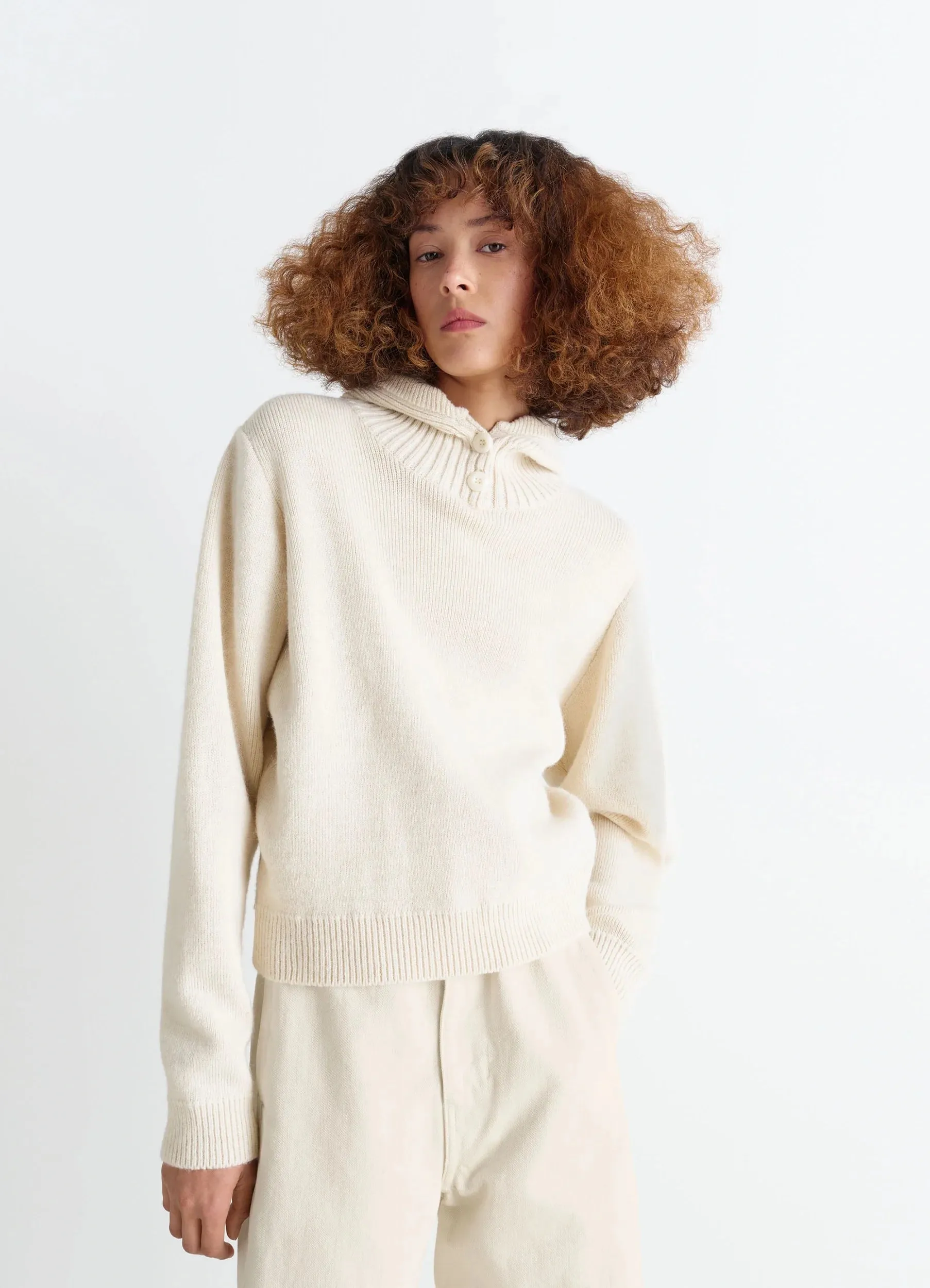 SWEATER WITH HOOD IN WOOL ALPACA sold by Lemaire