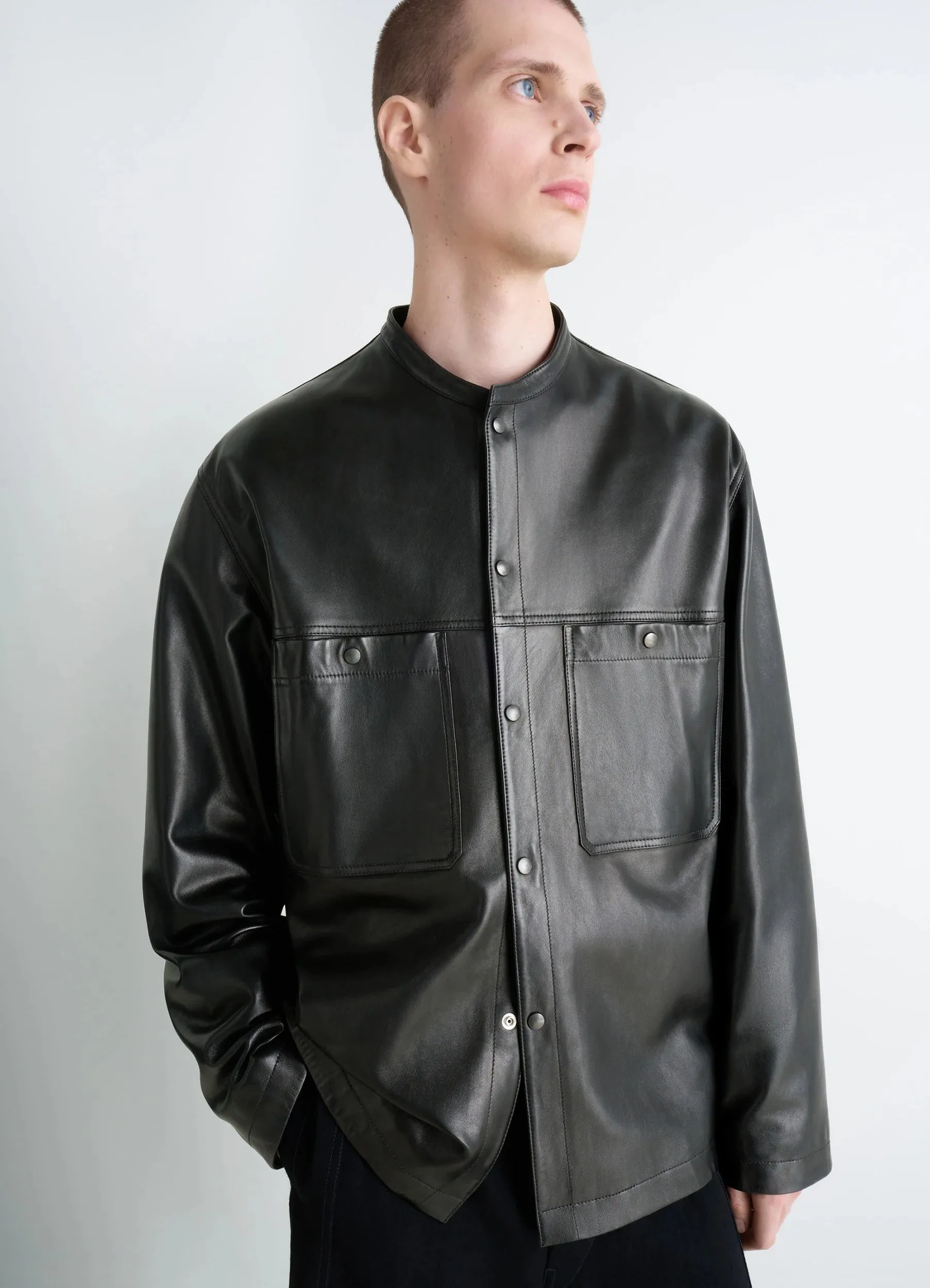 LEATHER COLLARSTAND OVERSHIRT sold by Lemaire