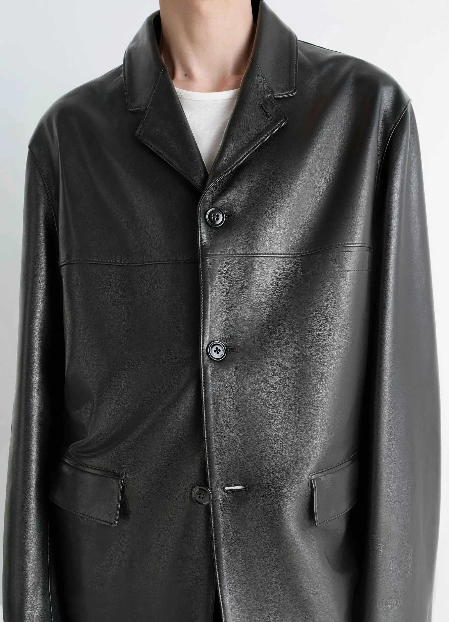 LEATHER SINGLE BREASTED JACKET sold by Lemaire product image thumbnail 3