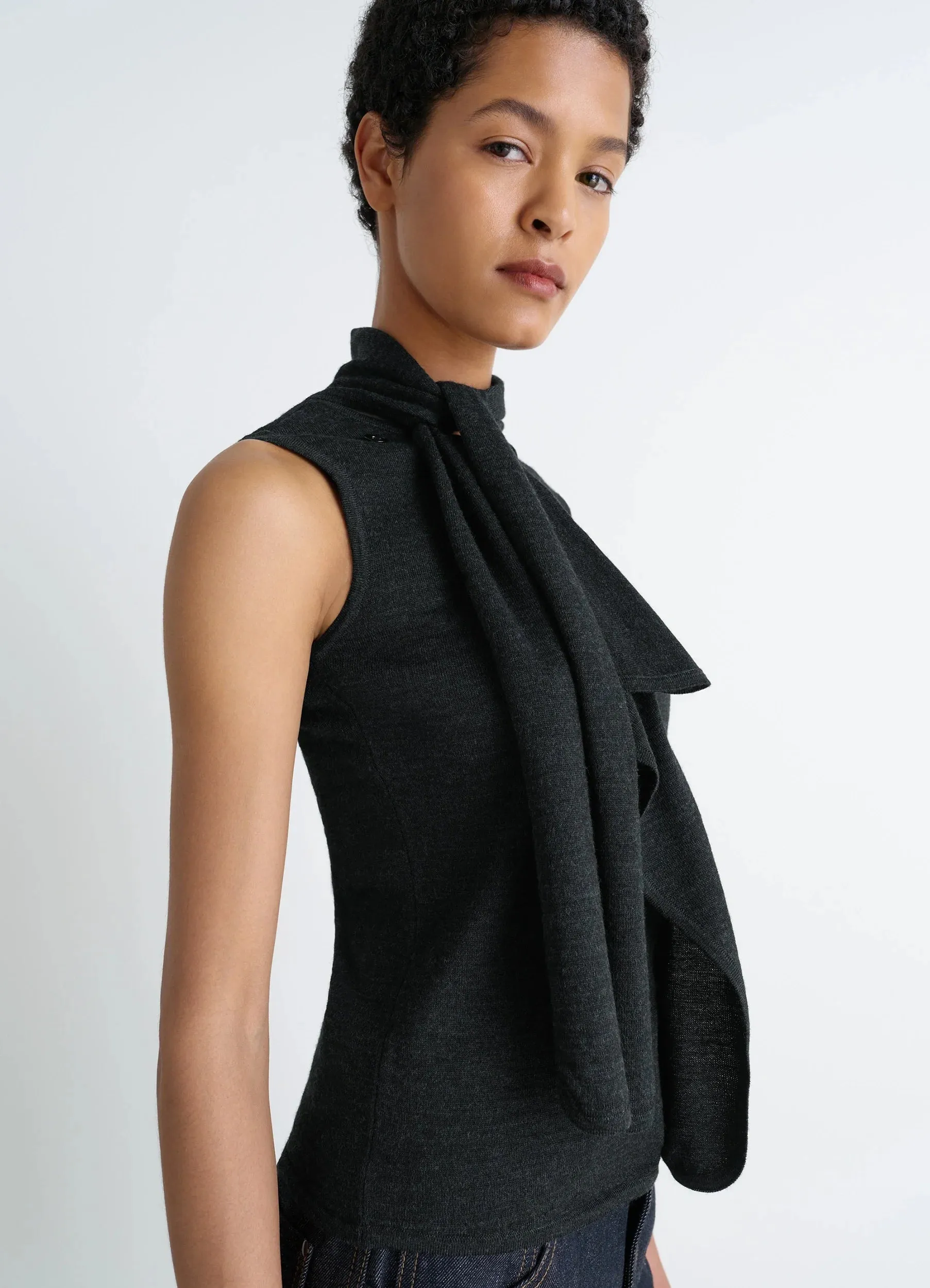 ASYMMETRICAL SLEEVELESS CARDIGAN IN MERINO BLEND sold by Lemaire product image thumbnail 3