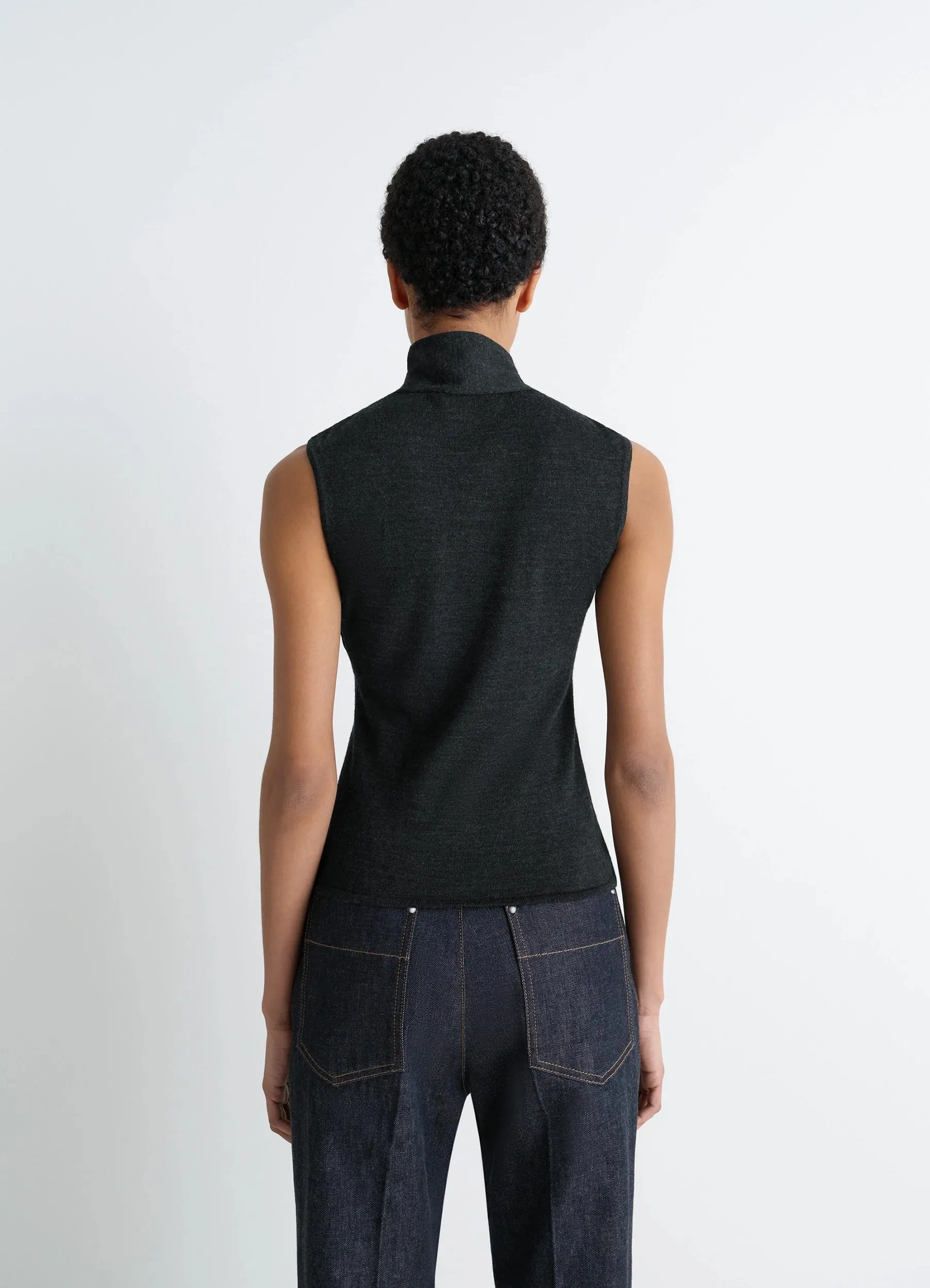 ASYMMETRICAL SLEEVELESS CARDIGAN IN MERINO BLEND sold by Lemaire product image thumbnail 4