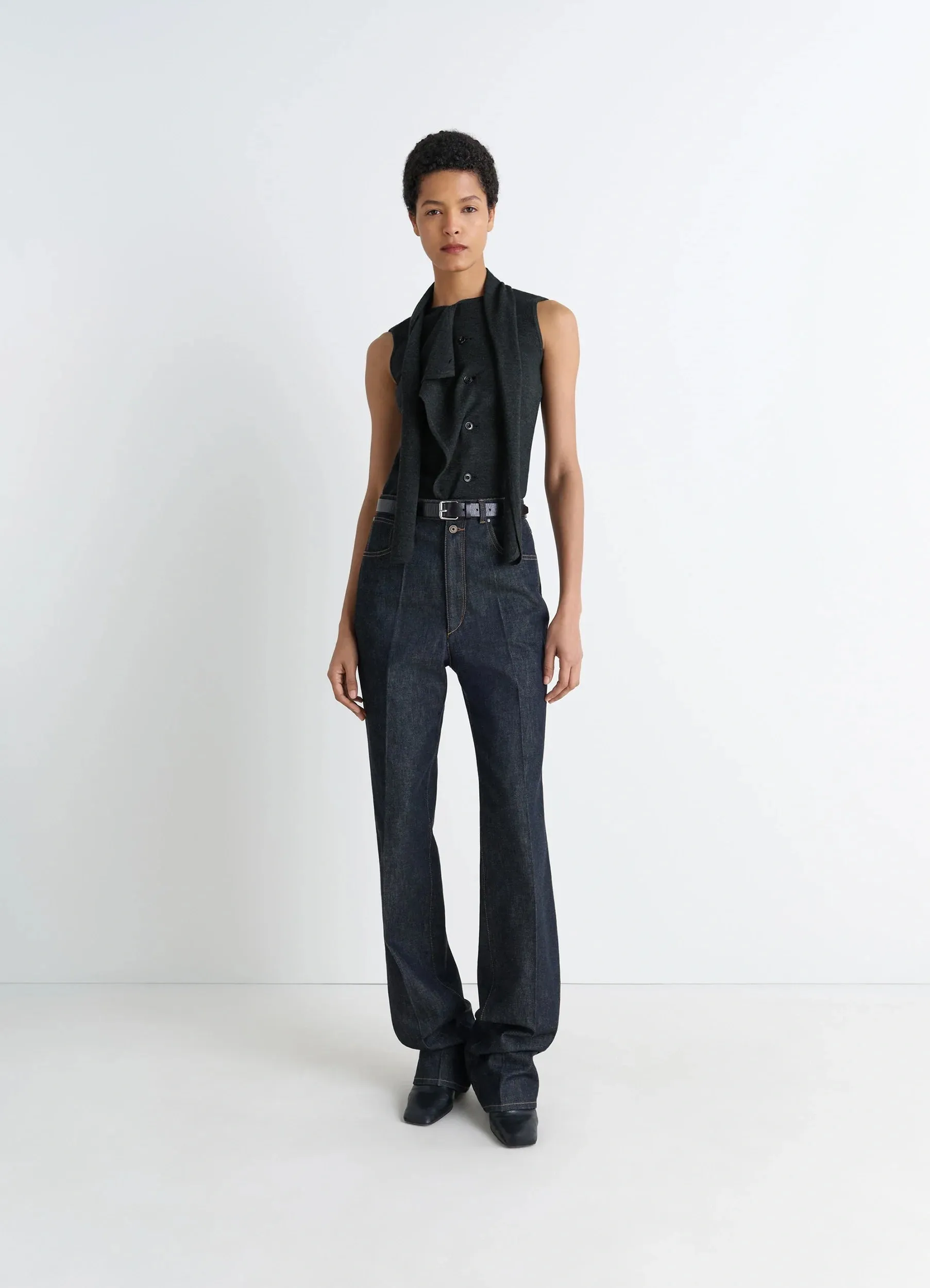 ASYMMETRICAL SLEEVELESS CARDIGAN IN MERINO BLEND sold by Lemaire product image thumbnail 2