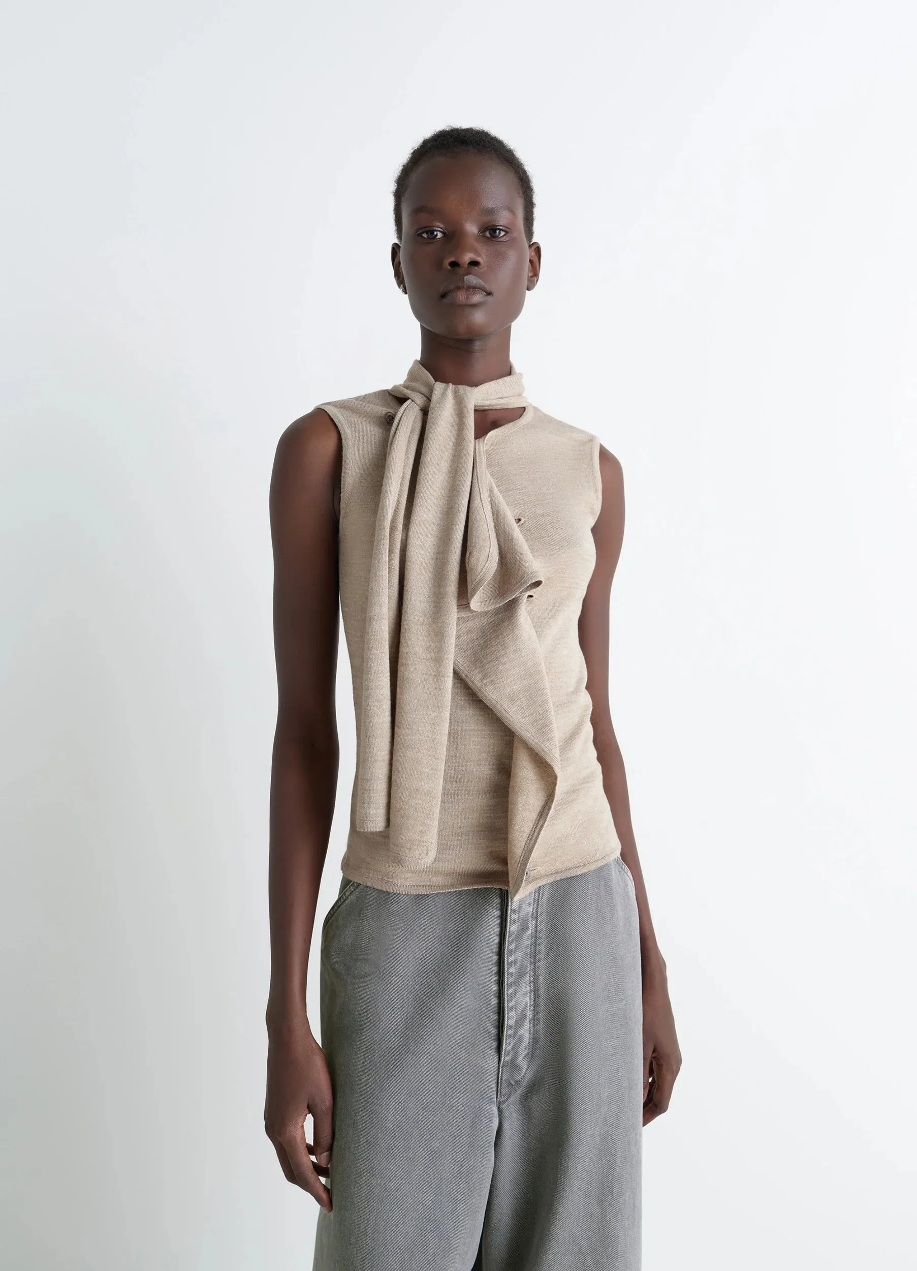 ASYMMETRICAL SLEEVELESS CARDIGAN sold by Lemaire