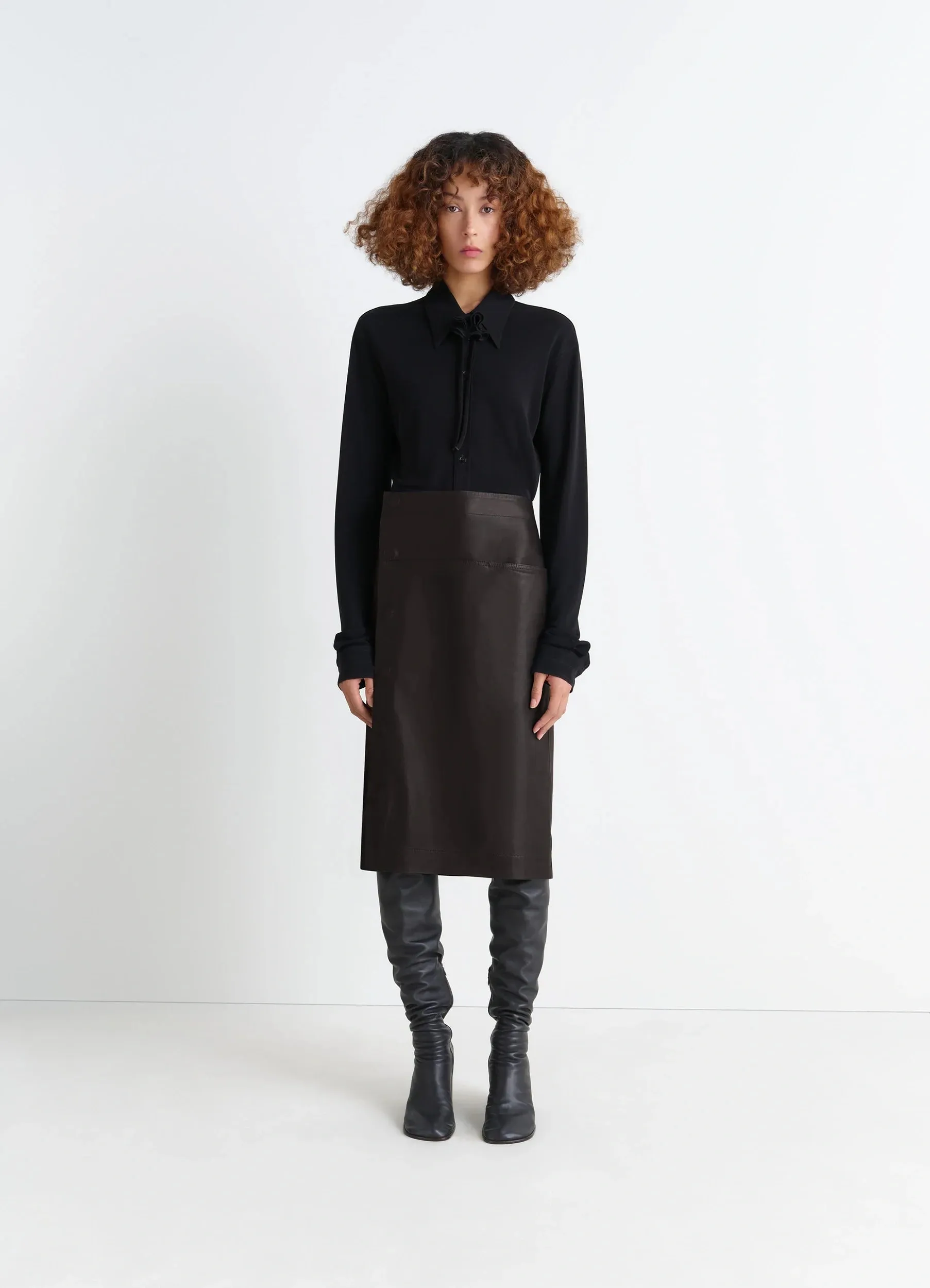 LEATHER WRAPOVER SKIRT sold by Lemaire