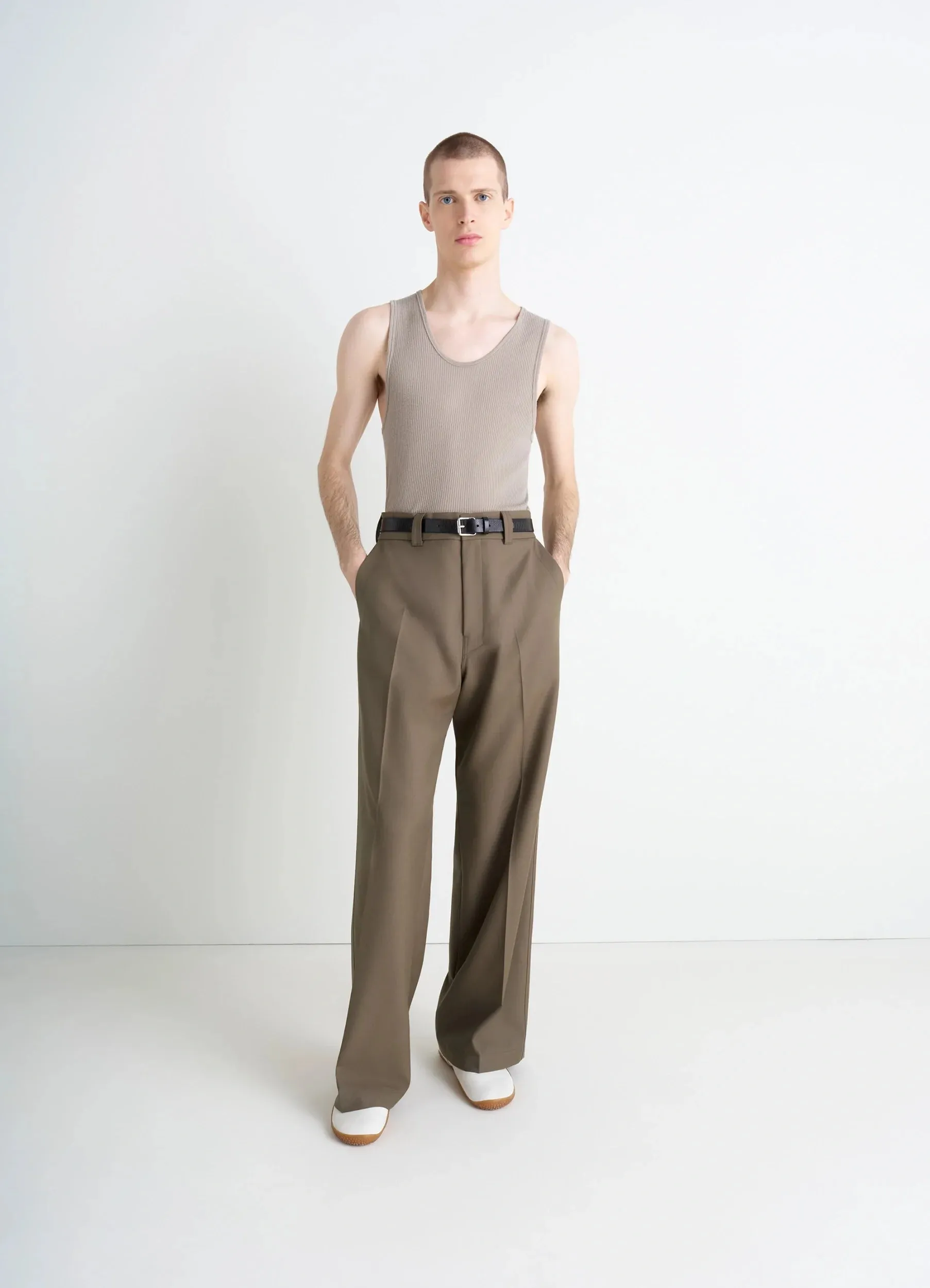 STRAIGHT TAILORED PANTS IN POLYWOOL sold by Lemaire