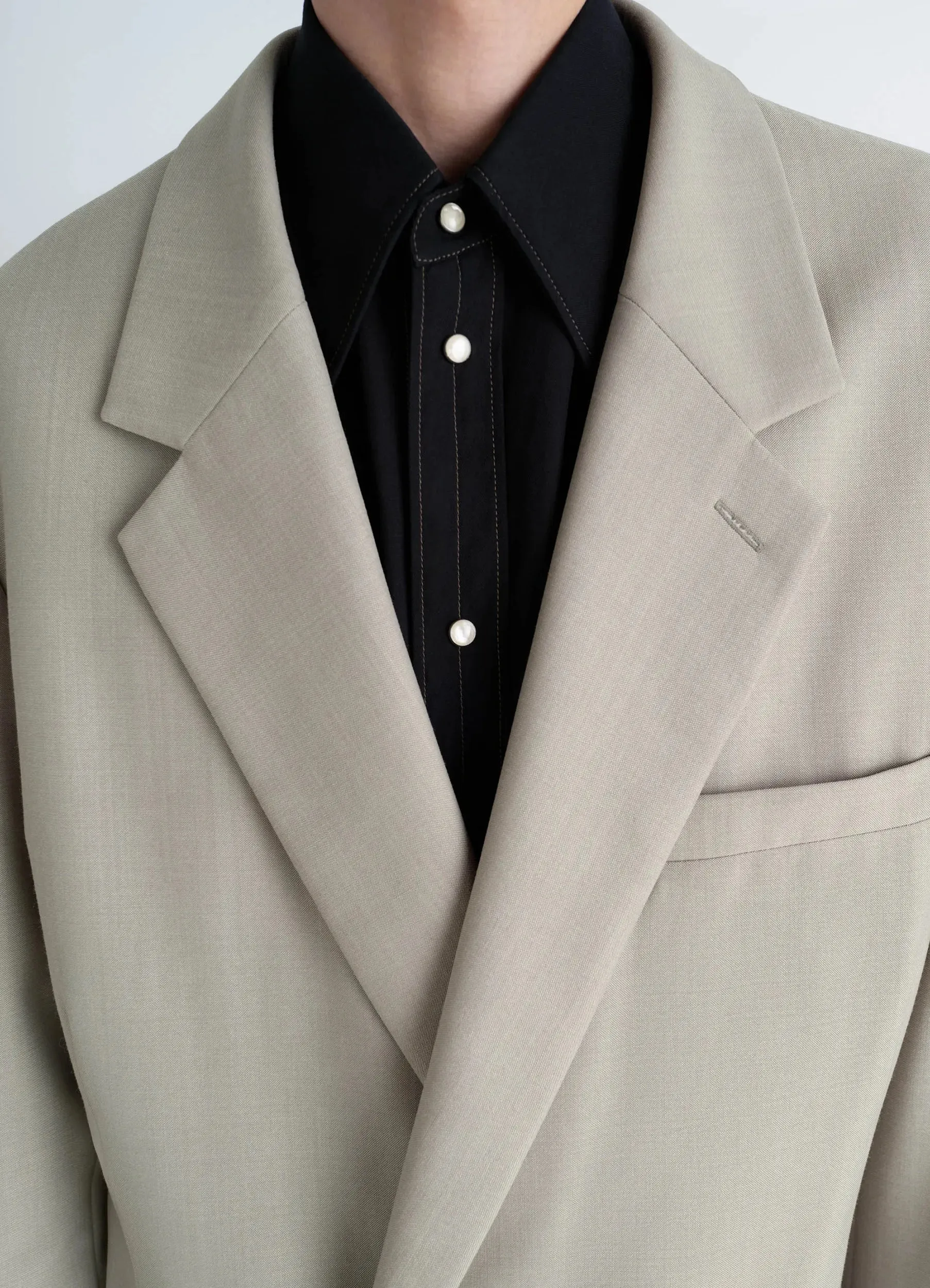 SOFT DOUBLE BREASTED JACKET IN POLYWOOL sold by Lemaire product image thumbnail 4