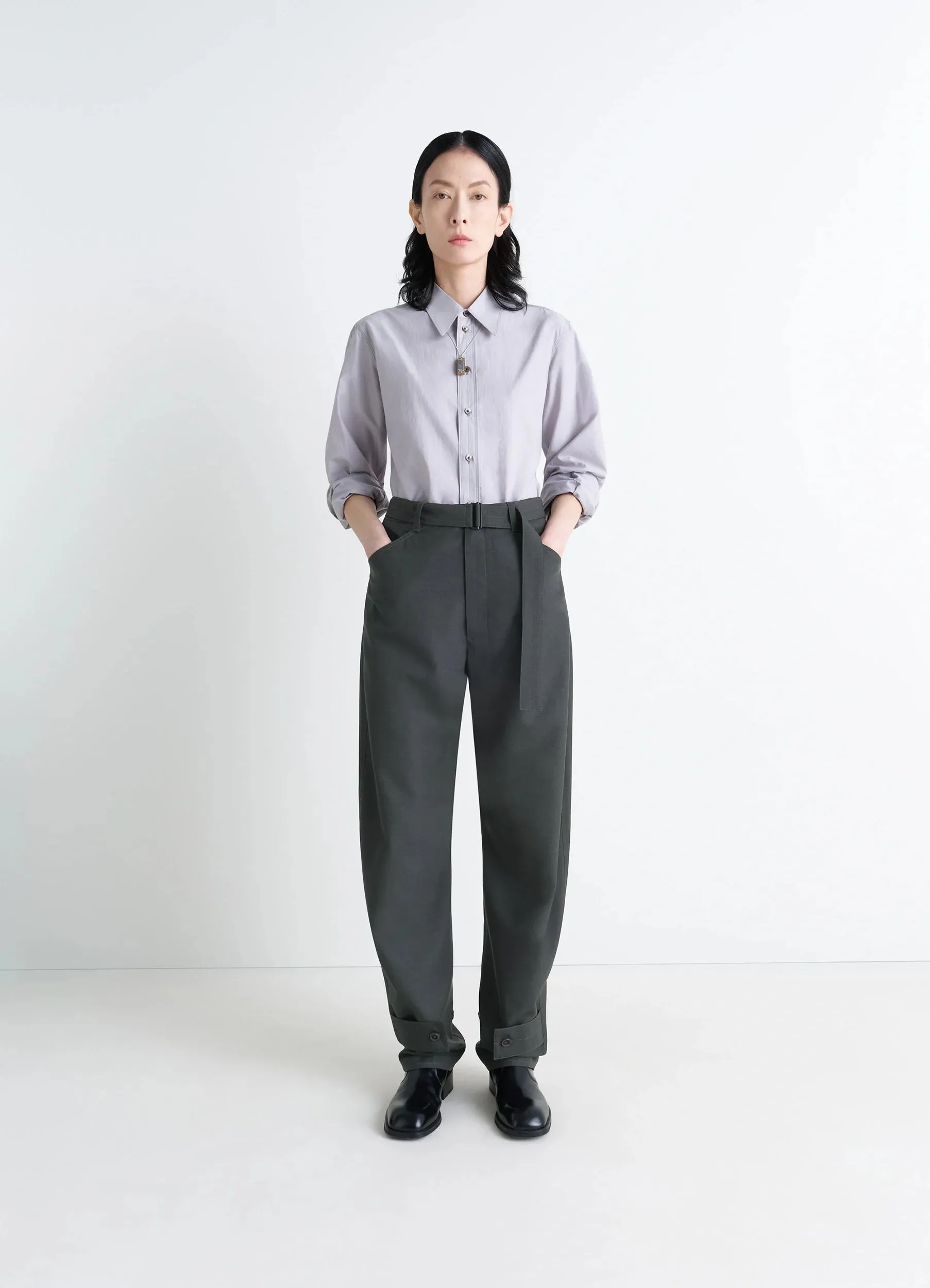 CURVED TAILORED PANTS IN POLYWOOL sold by Lemaire