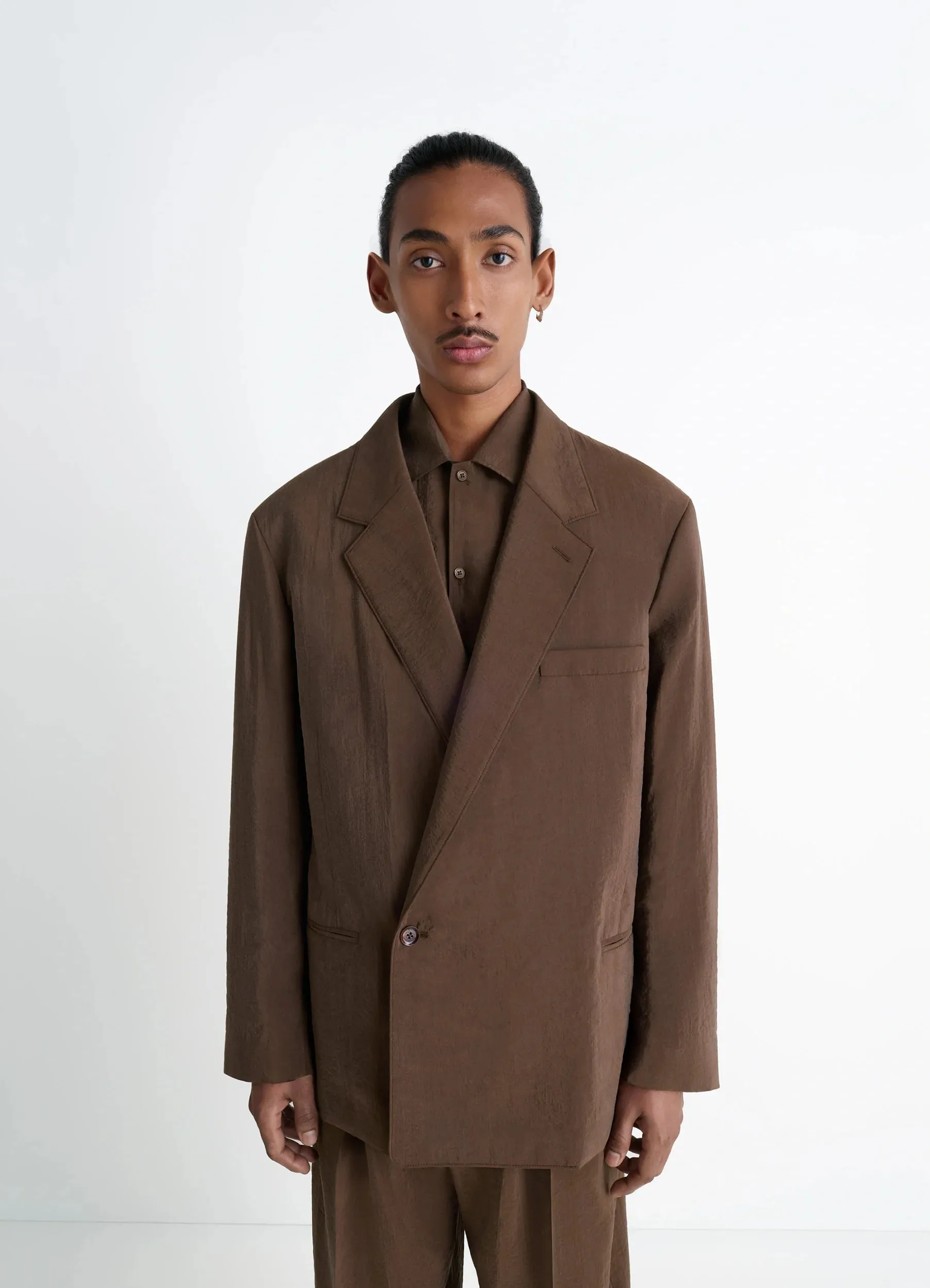 SOFT DOUBLE BREASTED JACKET IN DRY SILK sold by Lemaire