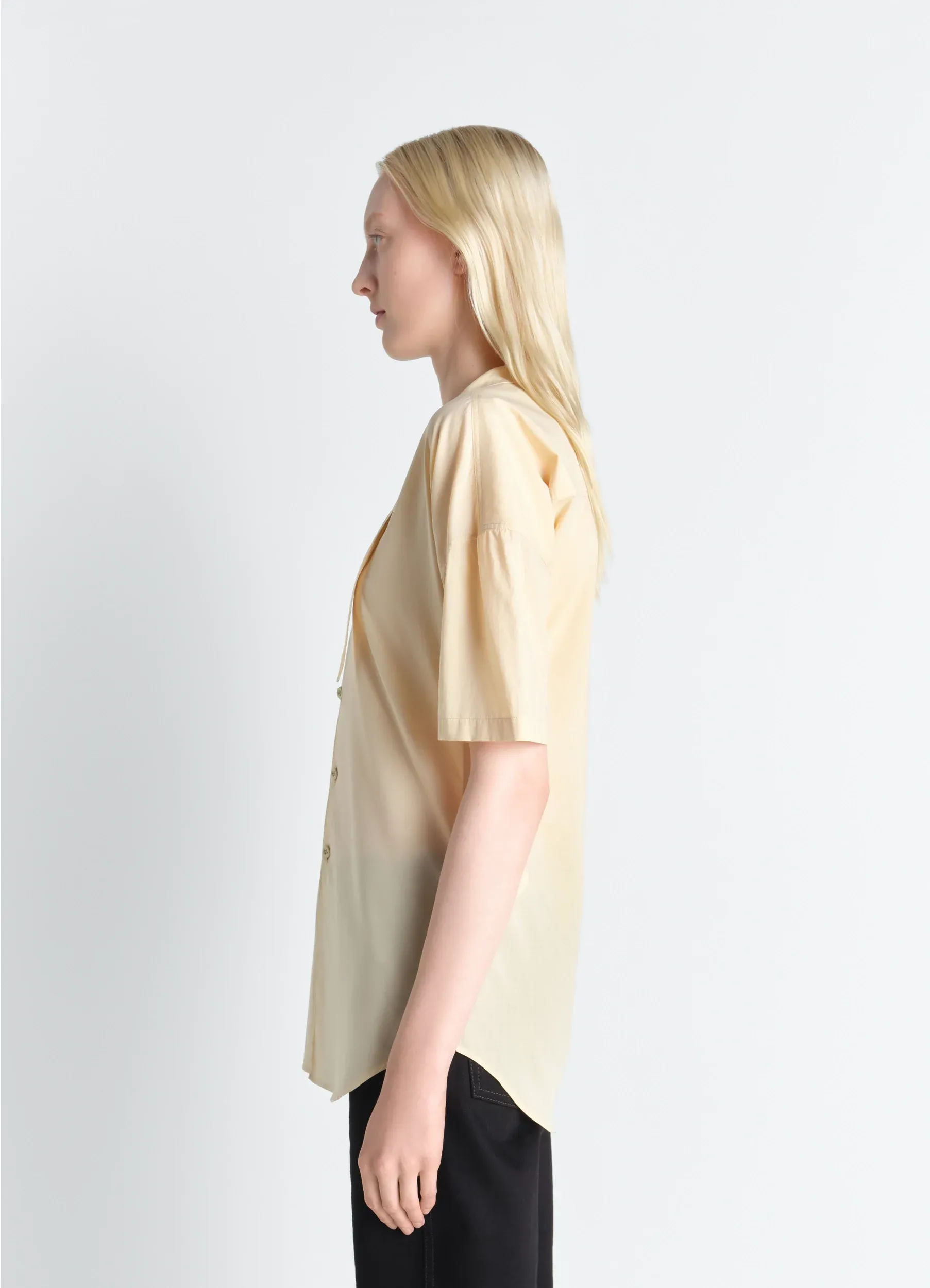SHORT SLEEVE SHIRT WITH FOULARD IN WASHED COTTON MUSLIN sold by Lemaire product image thumbnail 3