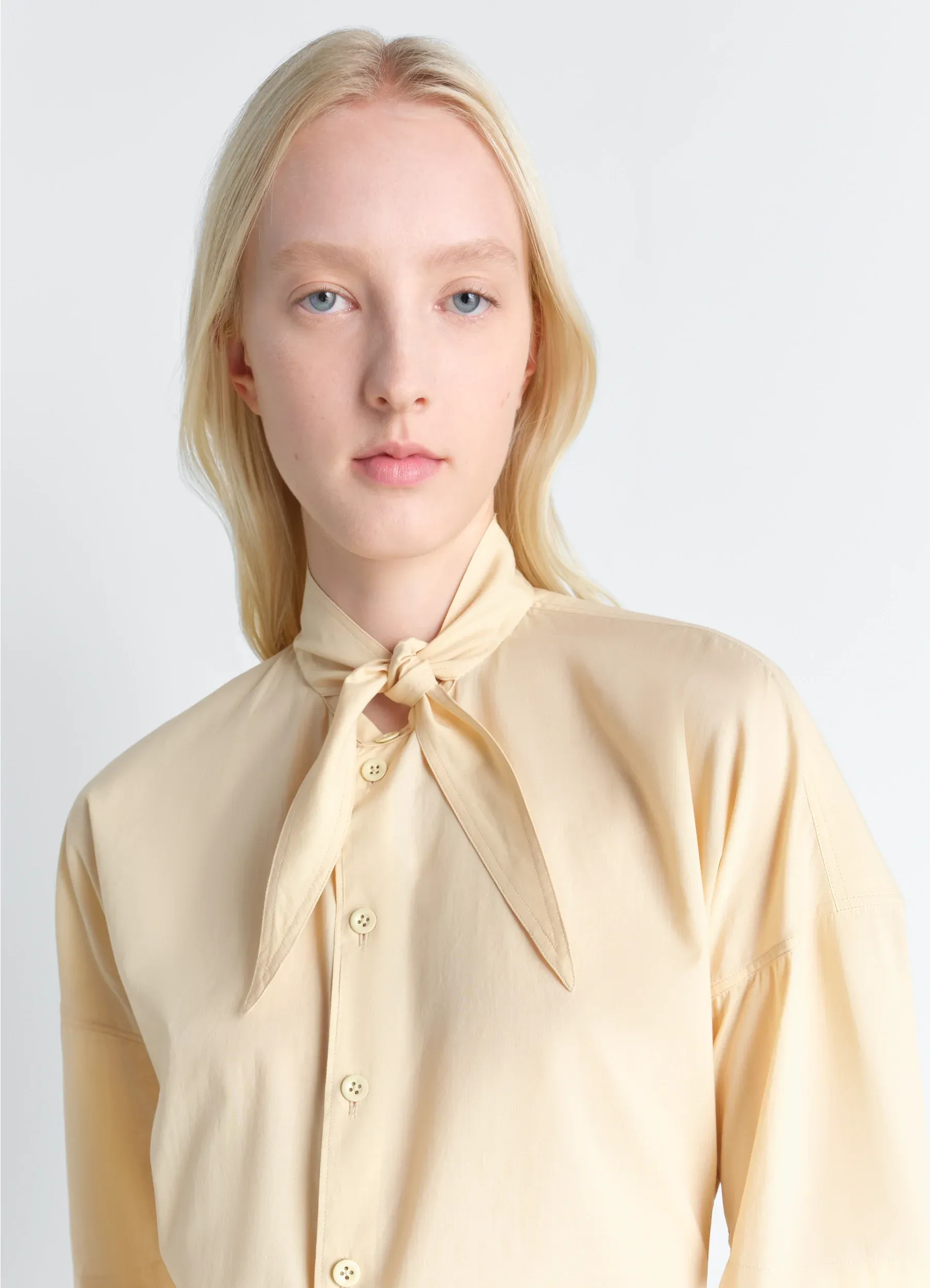 SHORT SLEEVE SHIRT WITH FOULARD IN WASHED COTTON MUSLIN sold by Lemaire product image thumbnail 4