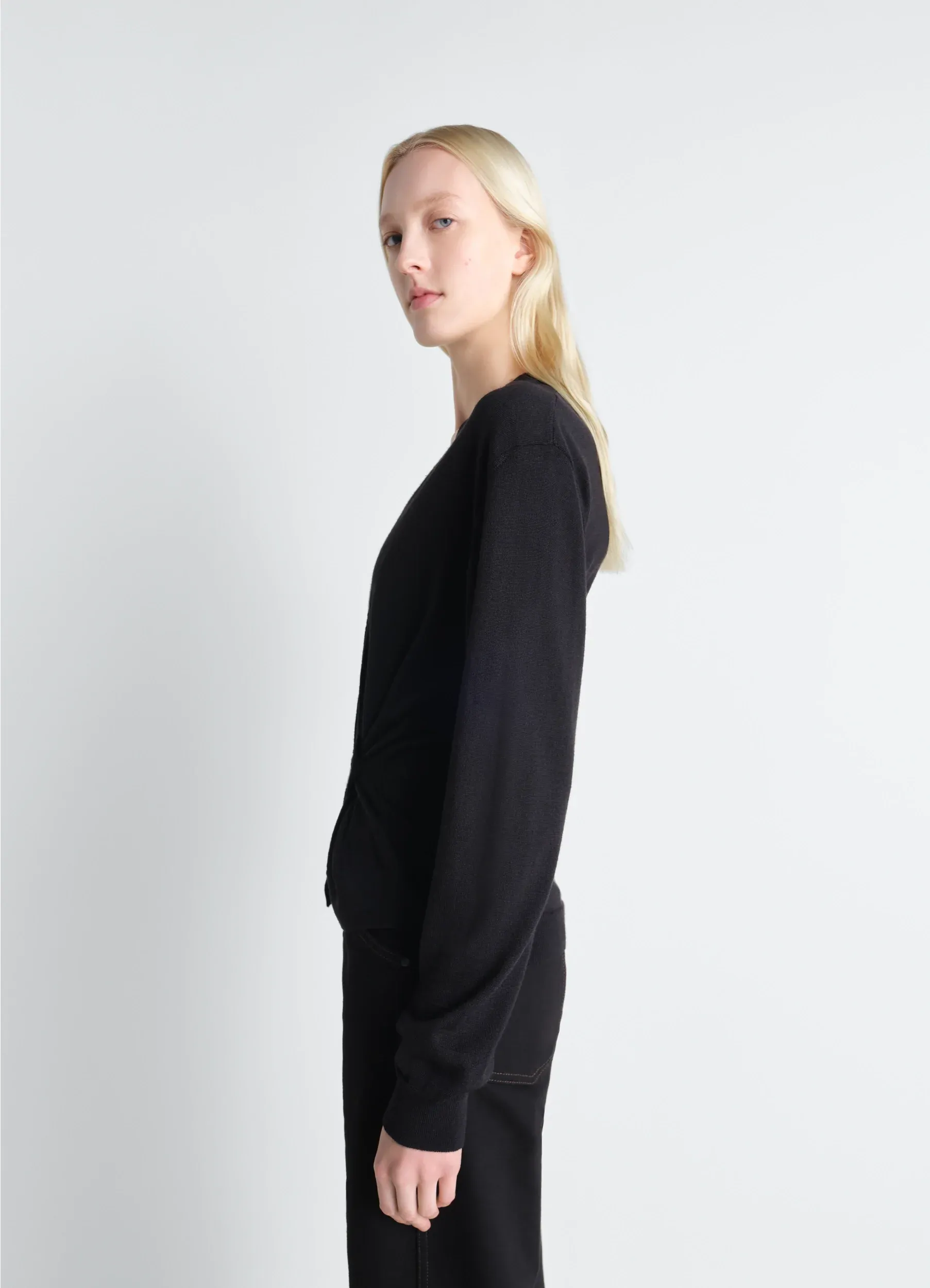 TWISTED V NECK JUMPER IN MERINO BLEND sold by Lemaire product image thumbnail 3