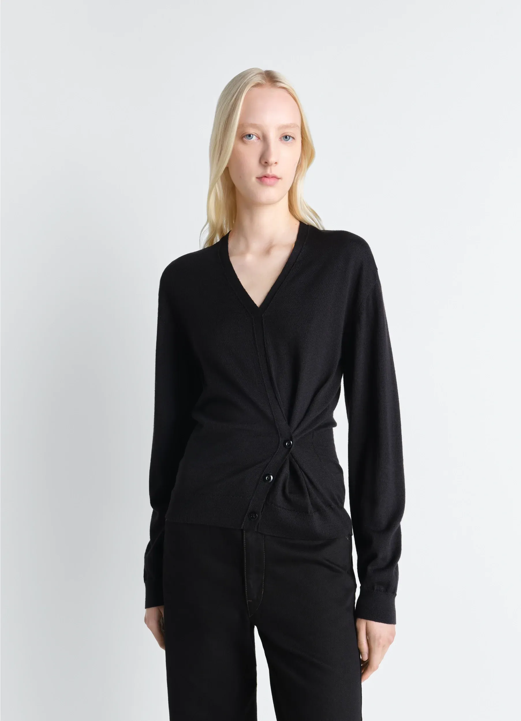 TWISTED V NECK JUMPER IN MERINO BLEND sold by Lemaire