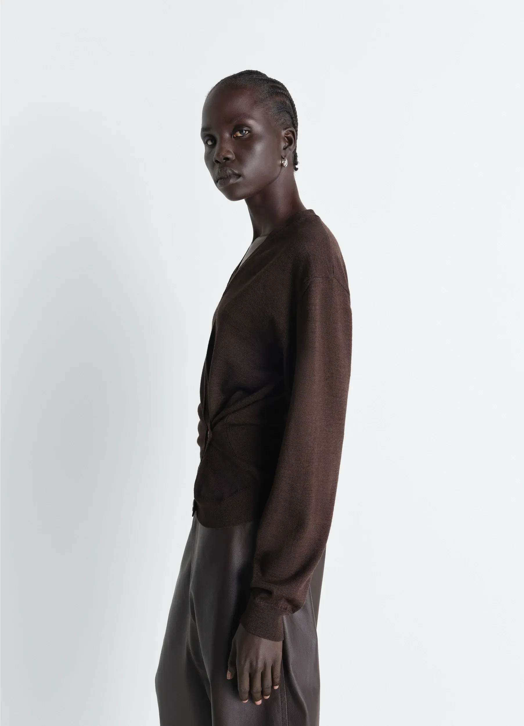 TWISTED V NECK JUMPER IN MERINO BLEND sold by Lemaire product image thumbnail 2