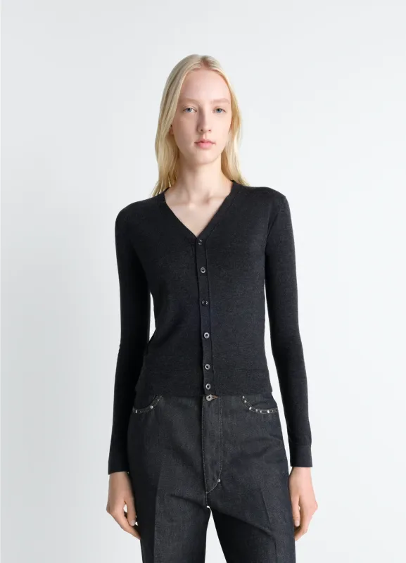 V NECK BUTTONED CARDIGAN IN FINE WOOL made by Lemaire