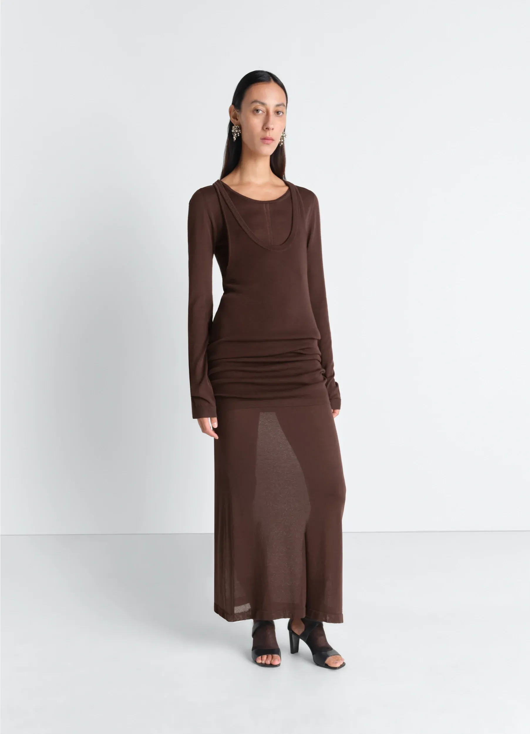 LONG SLEEVE TUBE DRESS IN VISCOSE CREPE sold by Lemaire
