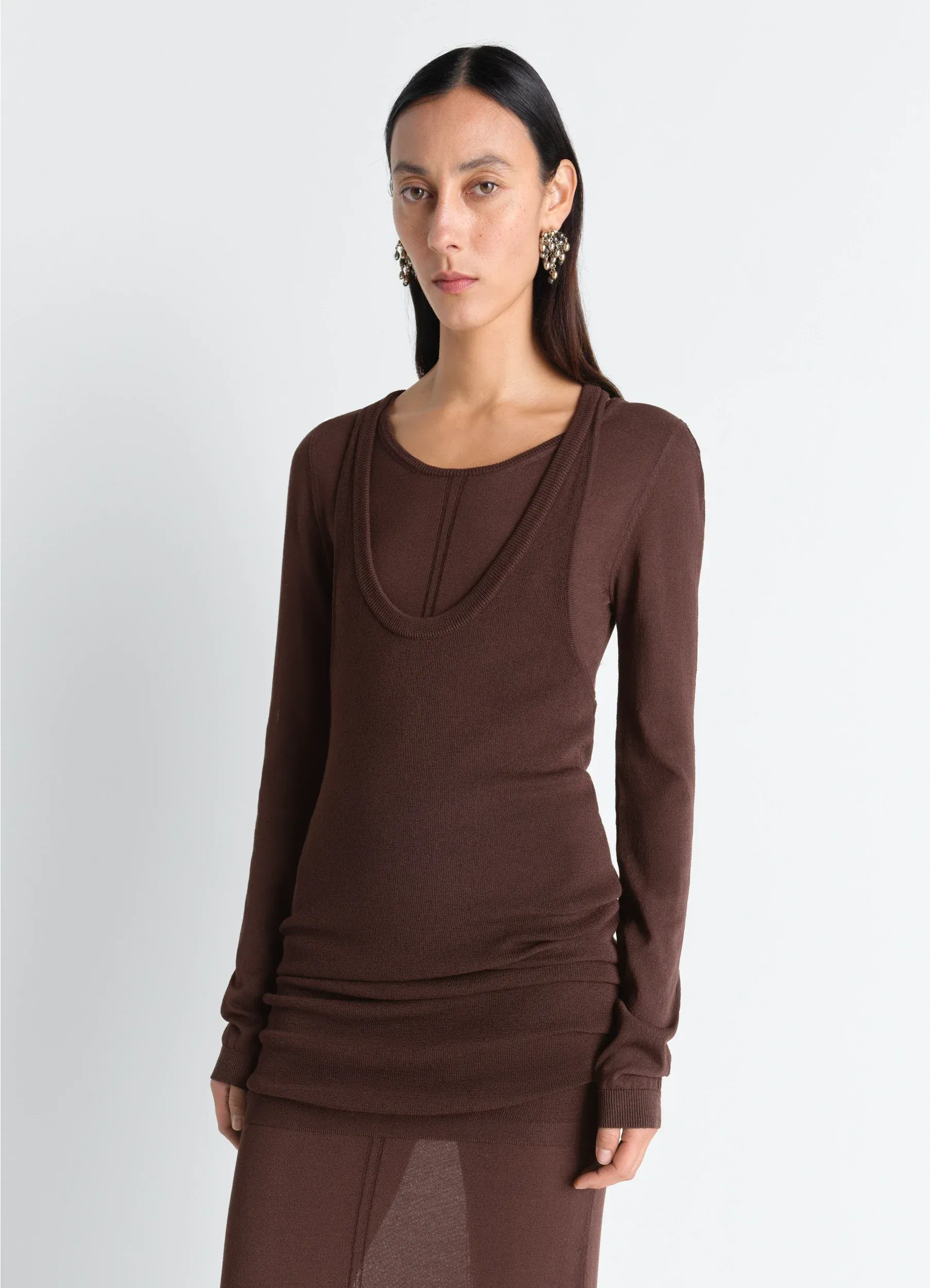 LONG SLEEVE TUBE DRESS IN VISCOSE CREPE sold by Lemaire product image thumbnail 3