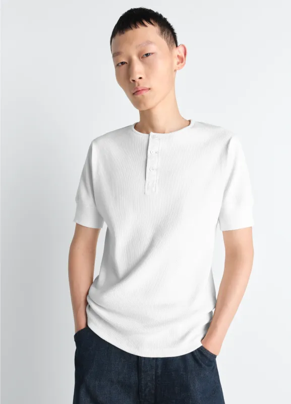 RIB HENLEY TOP IN COTTON LINEN RIB JERSEY sold by Lemaire