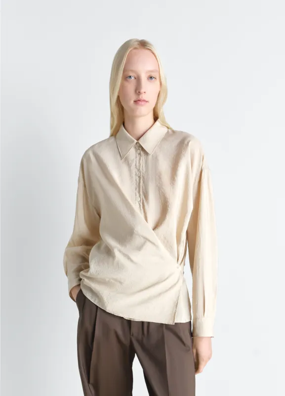 STRAIGHT COLLAR TWISTED SHIRT IN DRY SILK sold by Lemaire