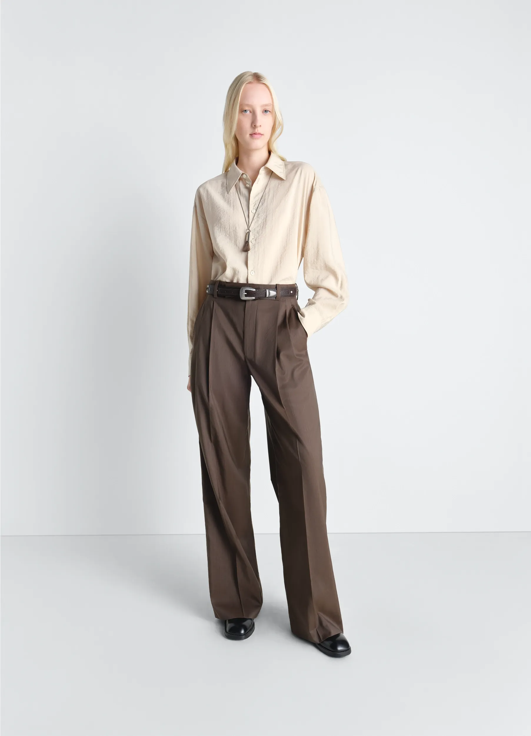 LONG SHIRT WITH TIE IN DRY SILK sold by Lemaire product image thumbnail 2