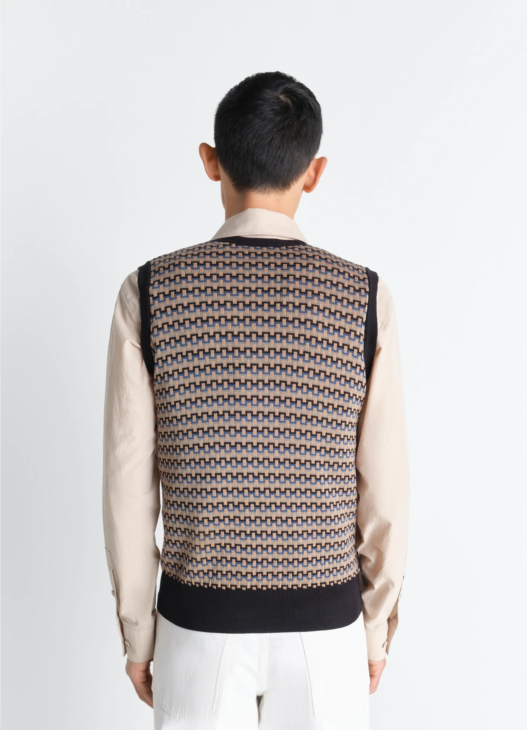 V NECK JACQUARD VEST IN COTTON sold by Lemaire product image thumbnail 5