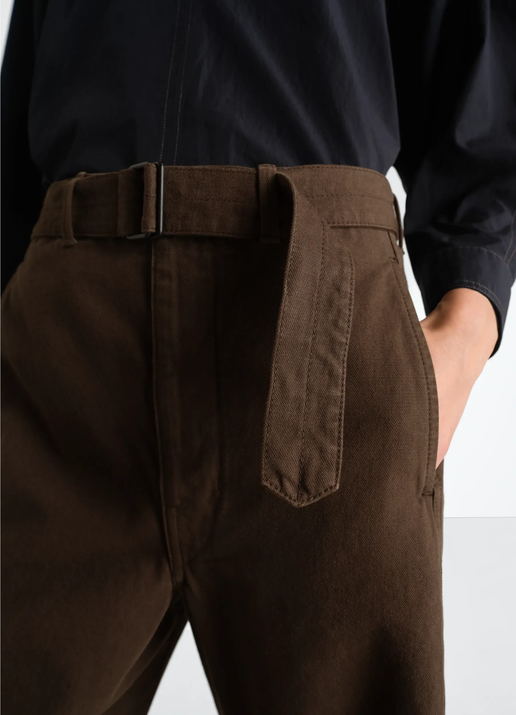 TWISTED BELTED PANTS IN DYED HEAVY BROKEN TWILL sold by Lemaire product image thumbnail 4