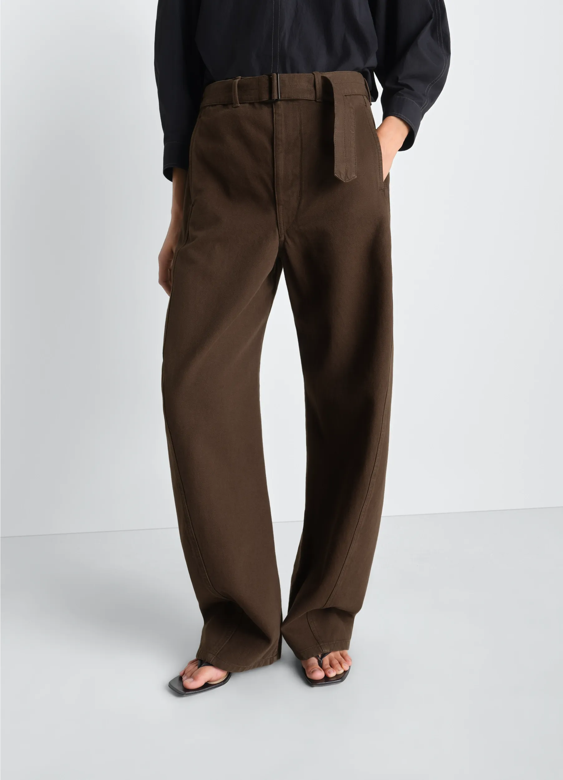 TWISTED BELTED PANTS IN DYED HEAVY BROKEN TWILL sold by Lemaire product image thumbnail 3