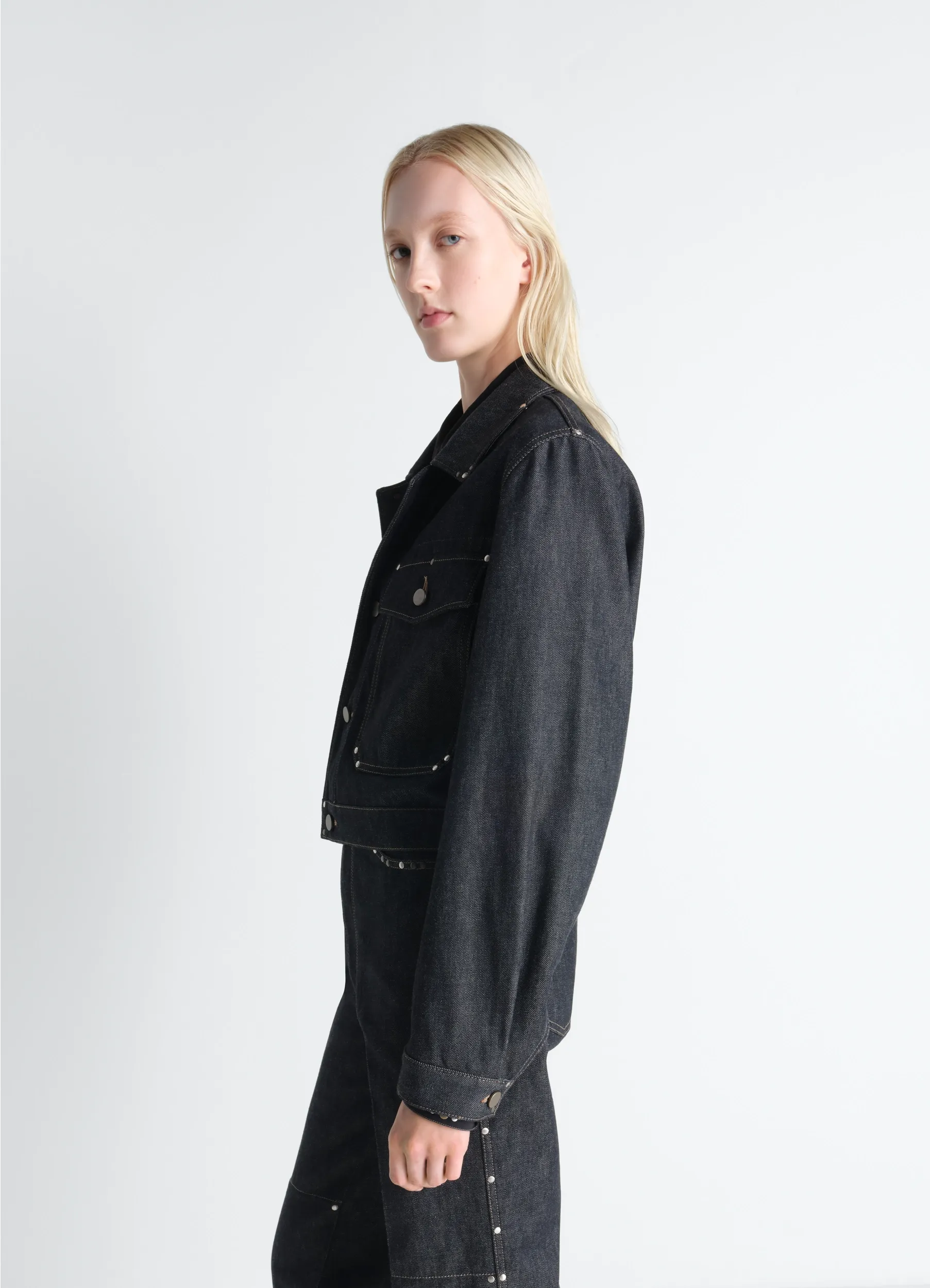 CROPPED BLOUSON WITH STUDS IN DENIM sold by Lemaire product image thumbnail 4