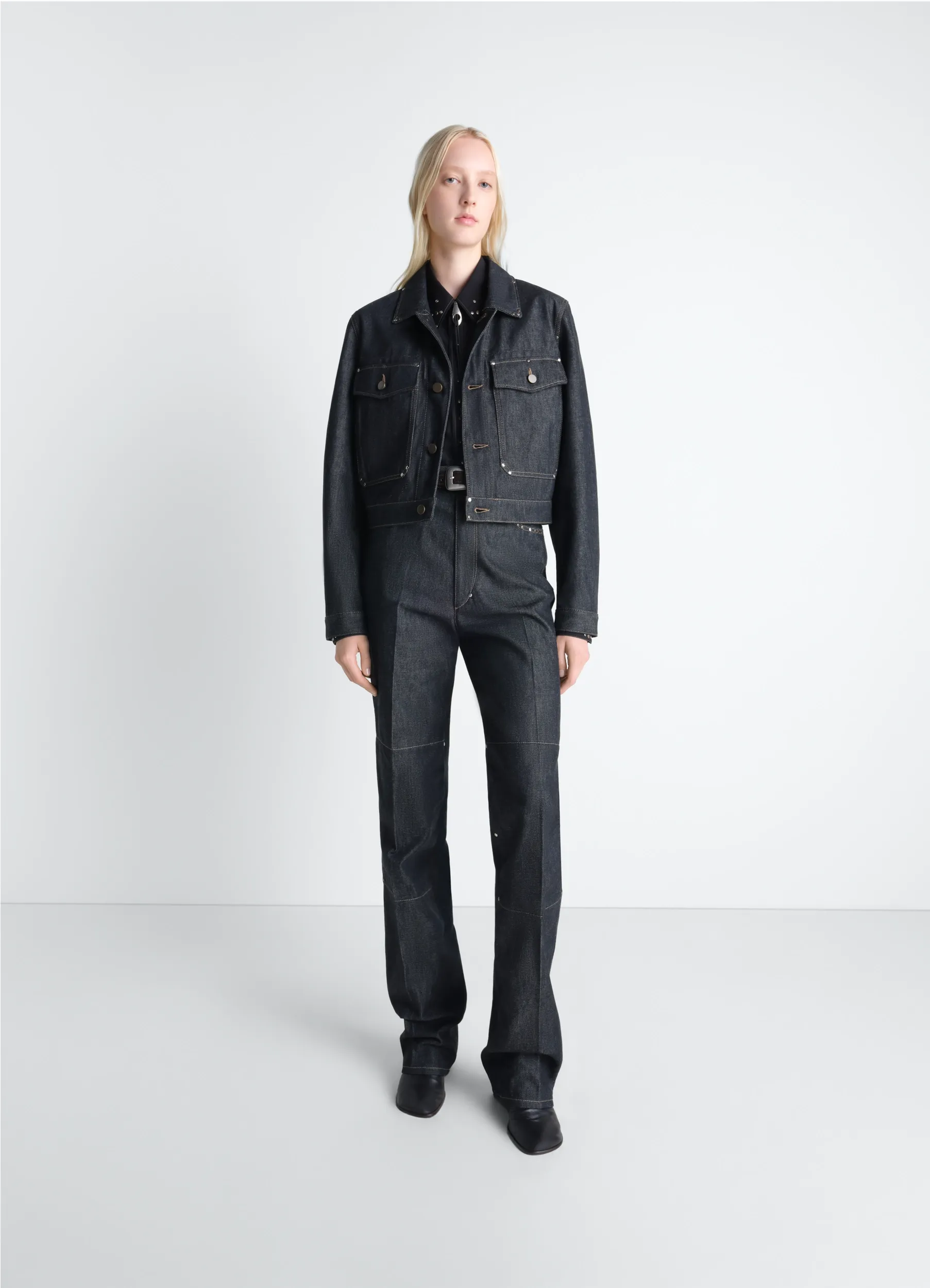 CROPPED BLOUSON WITH STUDS IN DENIM sold by Lemaire product image thumbnail 2
