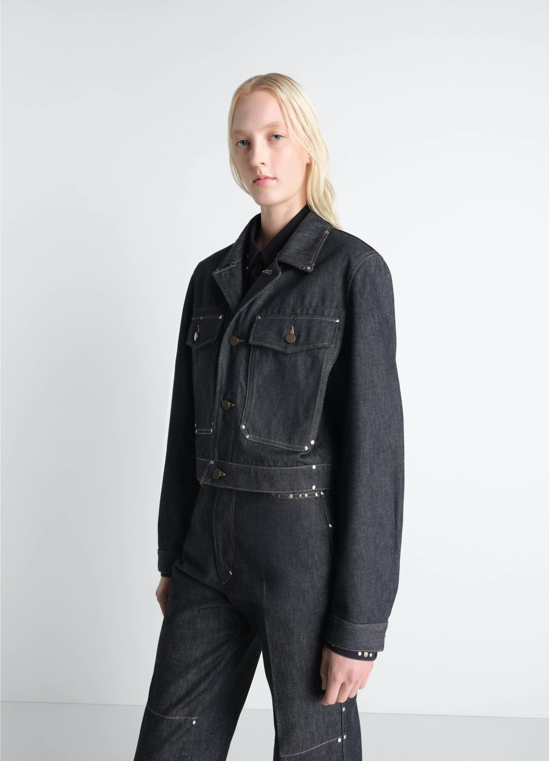 CROPPED BLOUSON WITH STUDS IN DENIM sold by Lemaire
