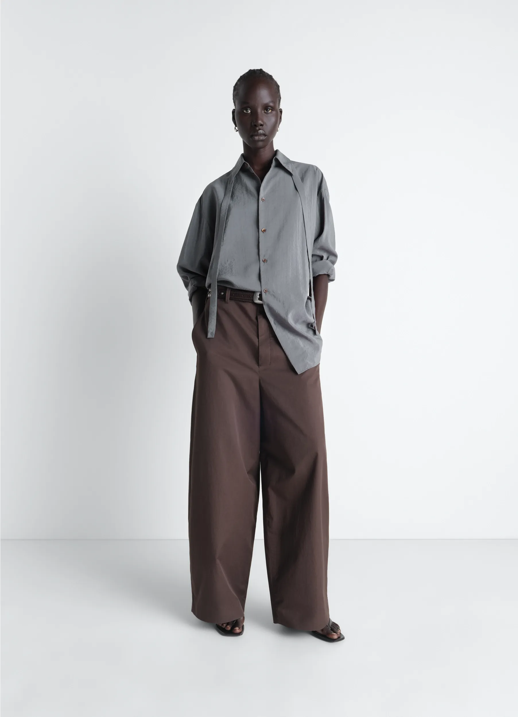 LONG SHIRT WITH TIE IN DRY SILK sold by Lemaire product image thumbnail 2