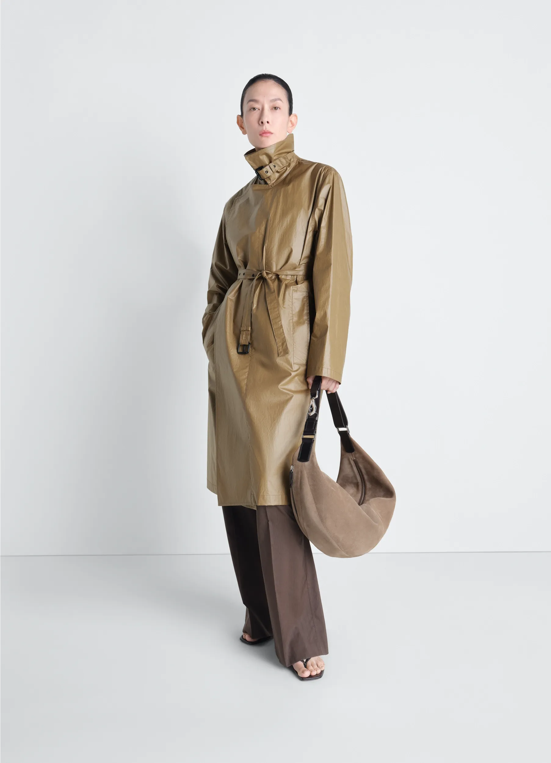 LIGHT WRAP COAT IN LIGHT COATED COTTON sold by Lemaire
