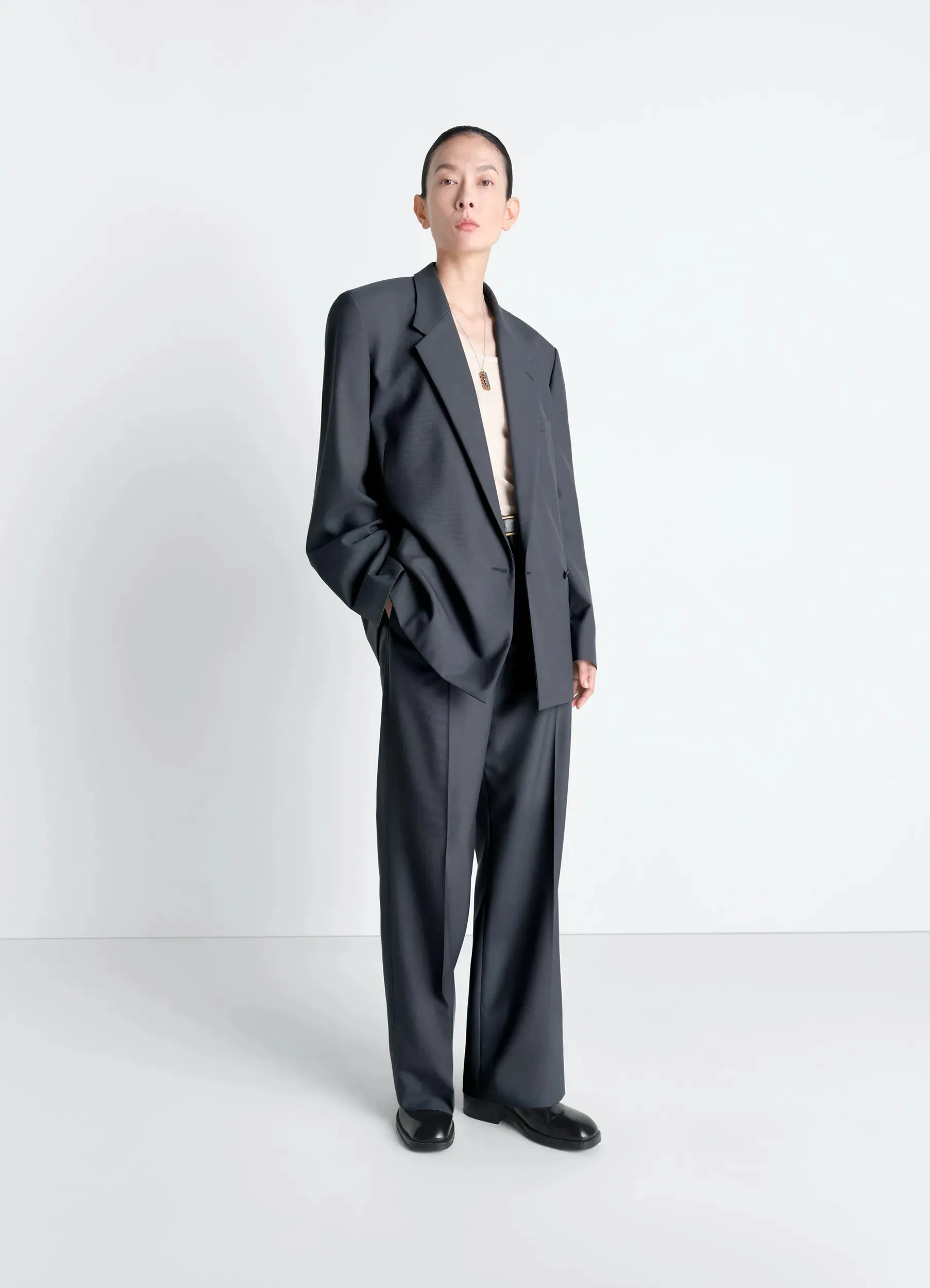 STRAIGHT TAILORED PANTS IN POLYWOOL sold by Lemaire