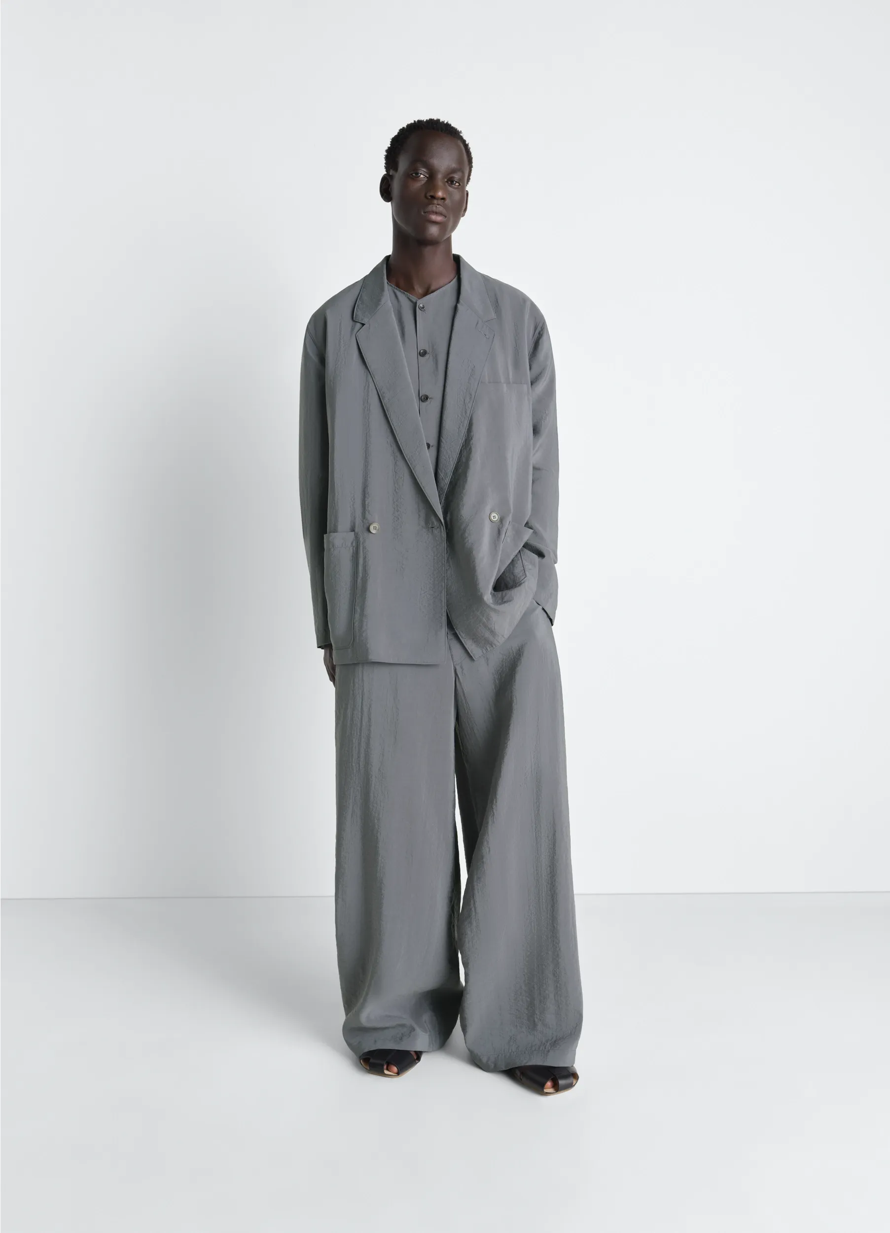 SOFT DOUBLE BREASTED JACKET IN DRY SILK sold by Lemaire product image thumbnail 2