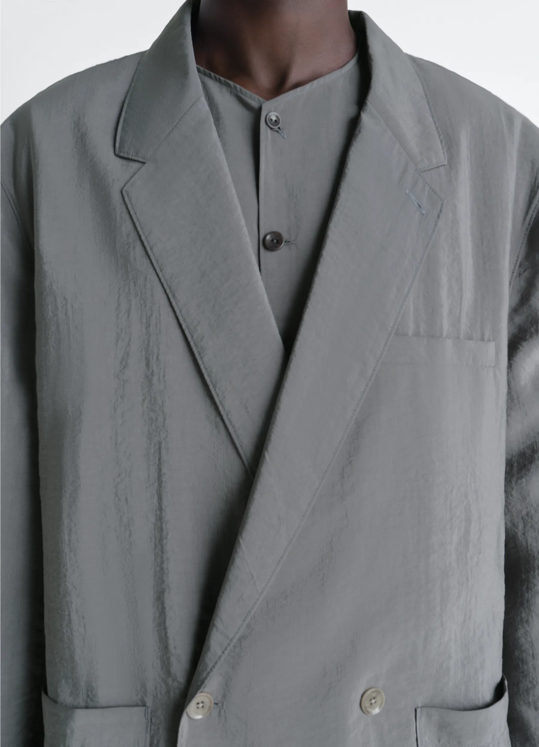 SOFT DOUBLE BREASTED JACKET IN DRY SILK sold by Lemaire product image thumbnail 3