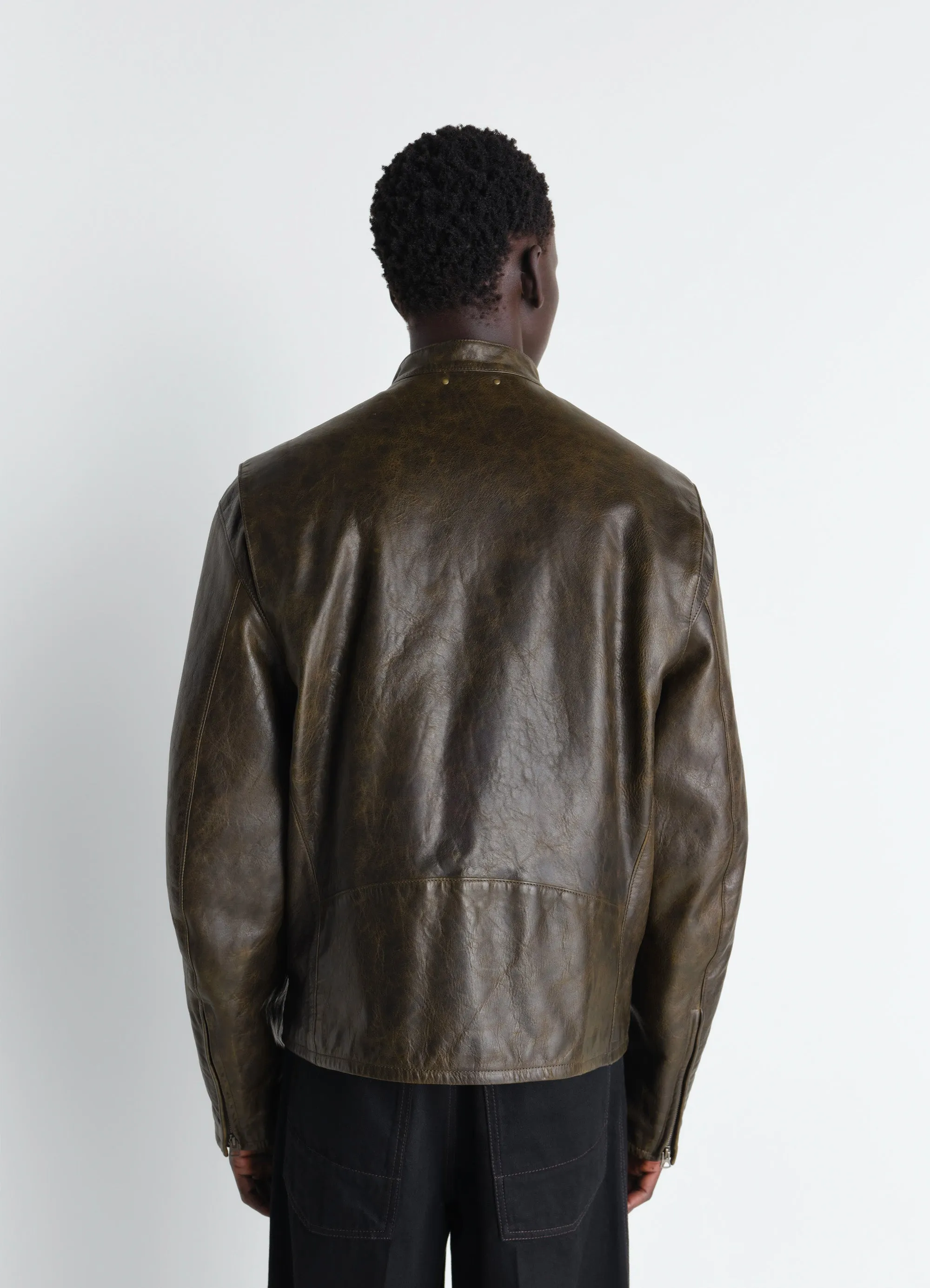 BOXY BIKER JACKET IN WAXY COW LEATHER sold by Lemaire product image thumbnail 5
