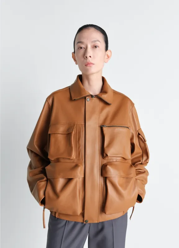 LEATHER BLOUSON WITH POCKETS IN LEATHER made by Lemaire