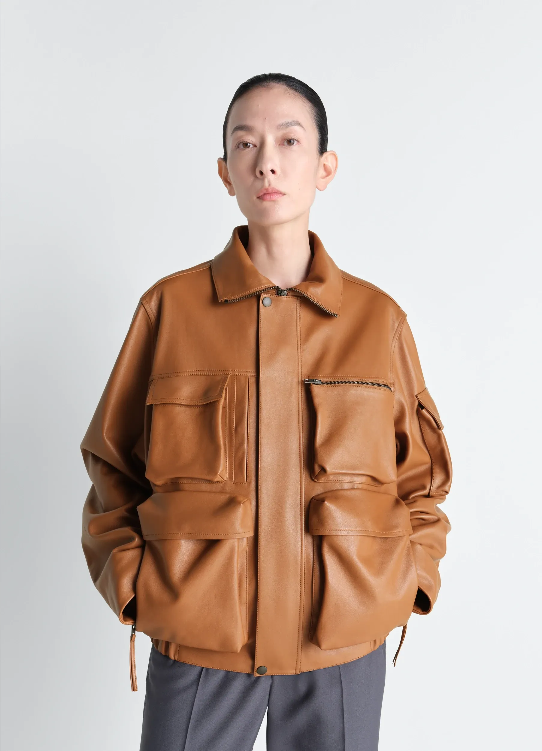 LEATHER BLOUSON WITH POCKETS IN LEATHER sold by Lemaire
