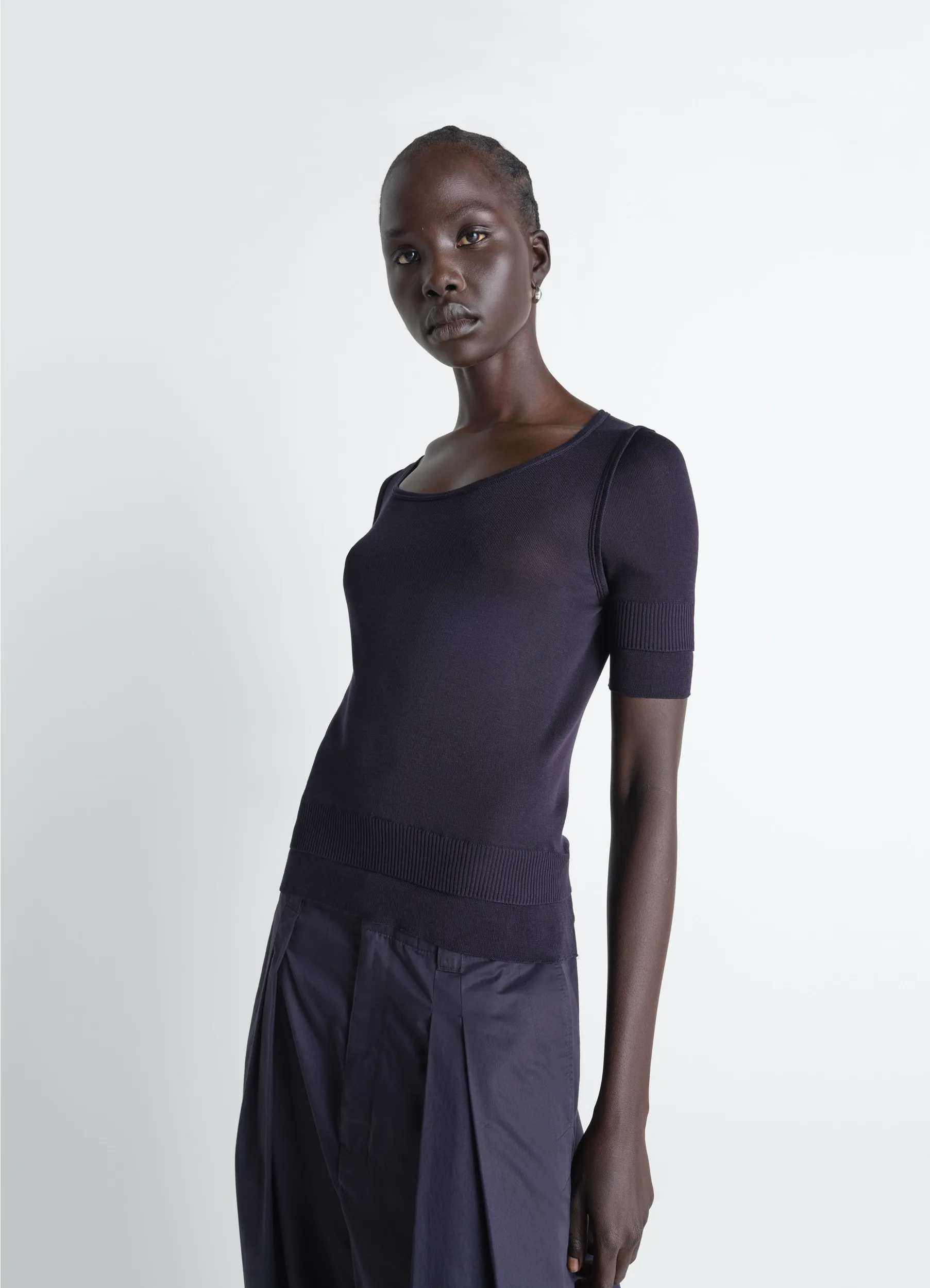 SEAMLESS TROMPE L'OEIL TOP IN VISCOSE SILK sold by Lemaire